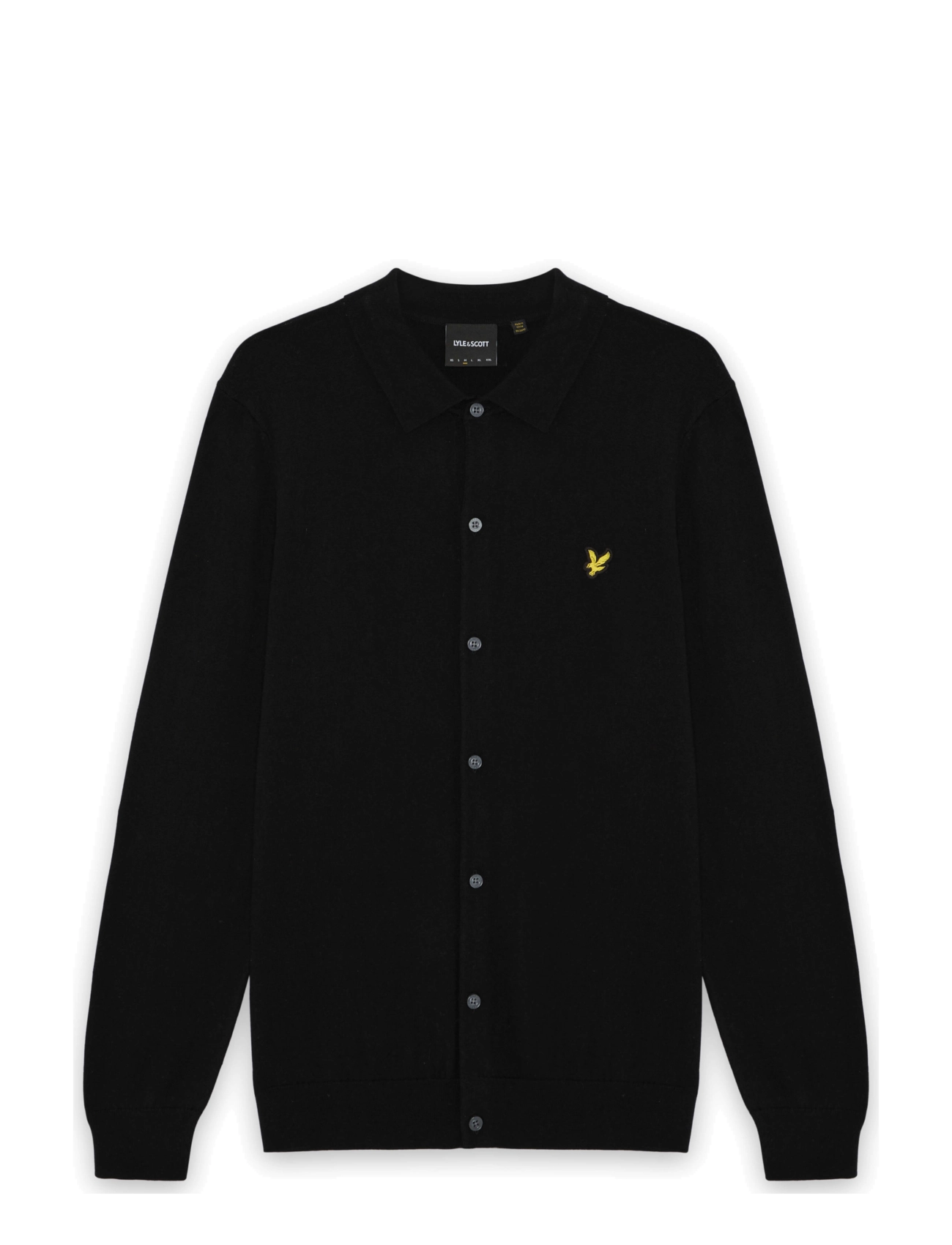 Lyle & Scott Cotton Merino Knitted Shirt - Knitted polos - JET BLACK / black