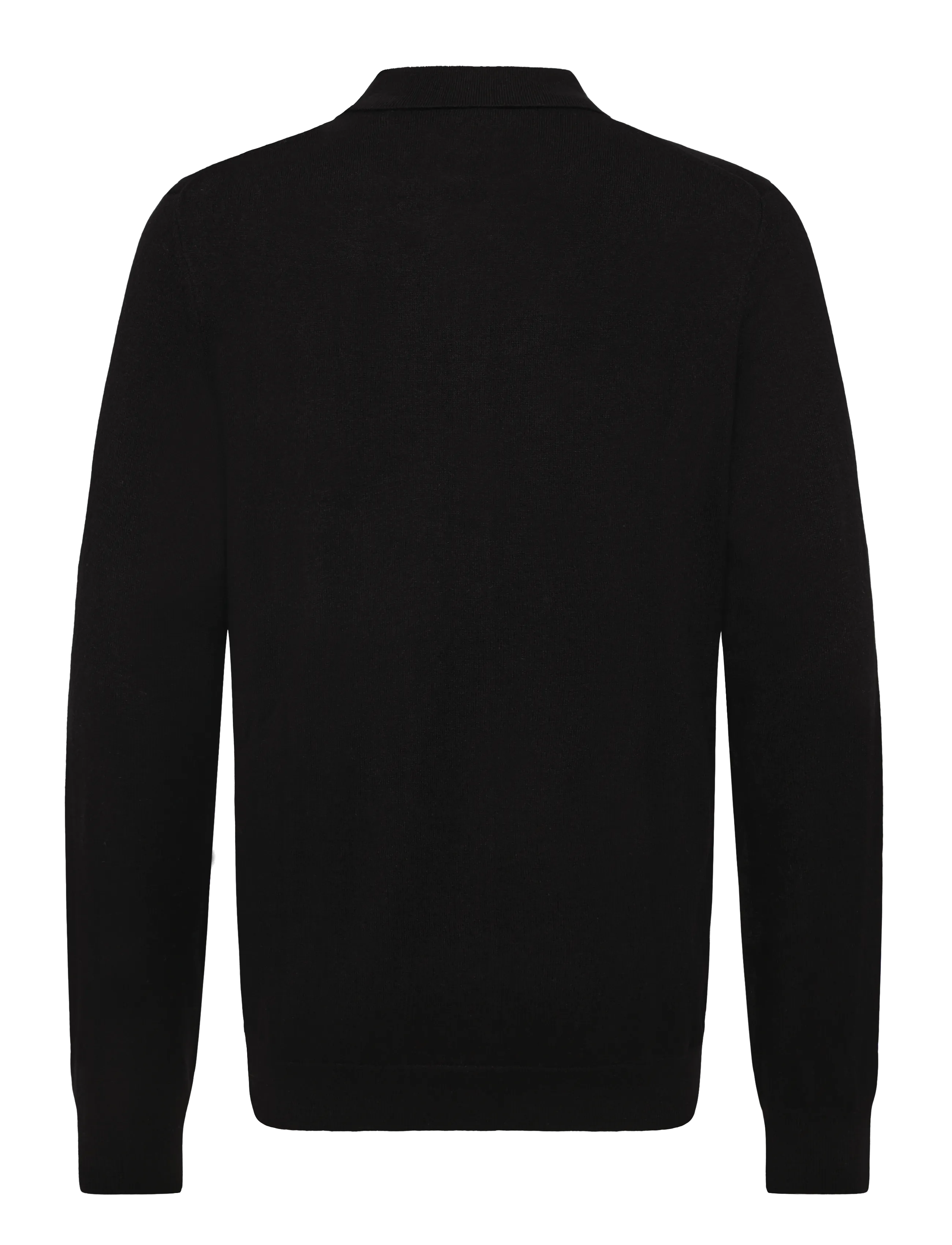 Lyle & Scott - Cotton Merino Knitted Shirt - geweven polo's met lange mouwen - jet black - 1