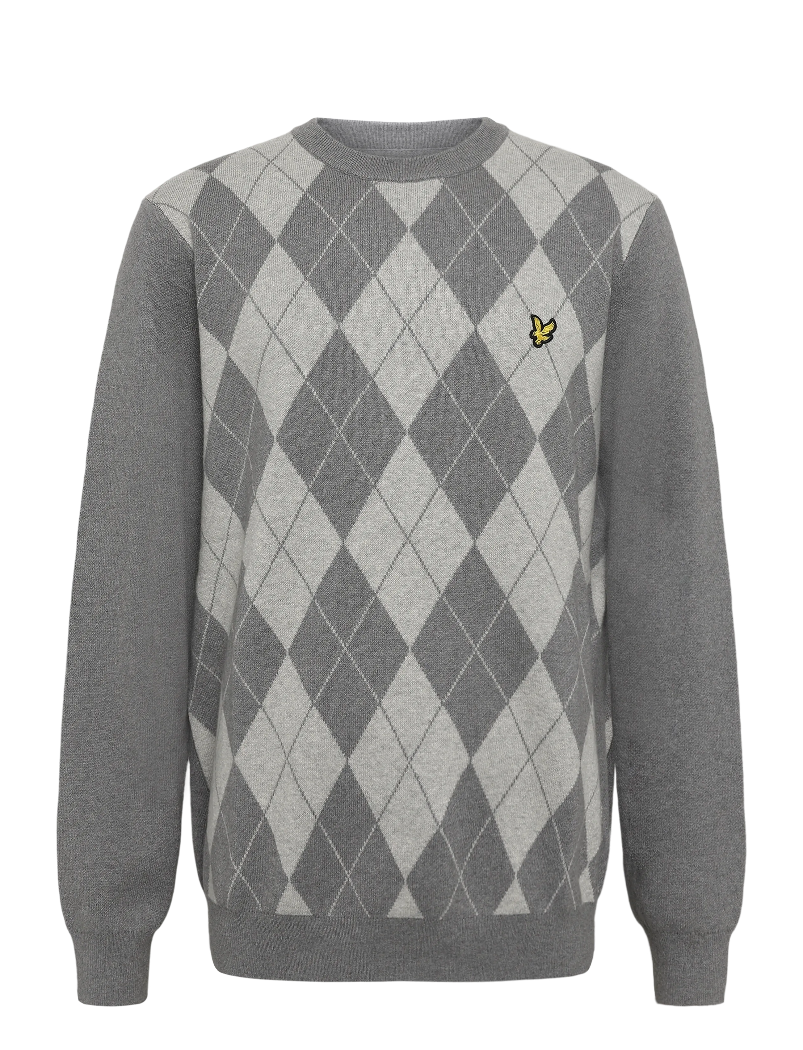 Lyle & Scott Cotton Merino Argyle Jumper - Lyle & Scott - MID GREY MARL / LIGHT GREY MARL / grey