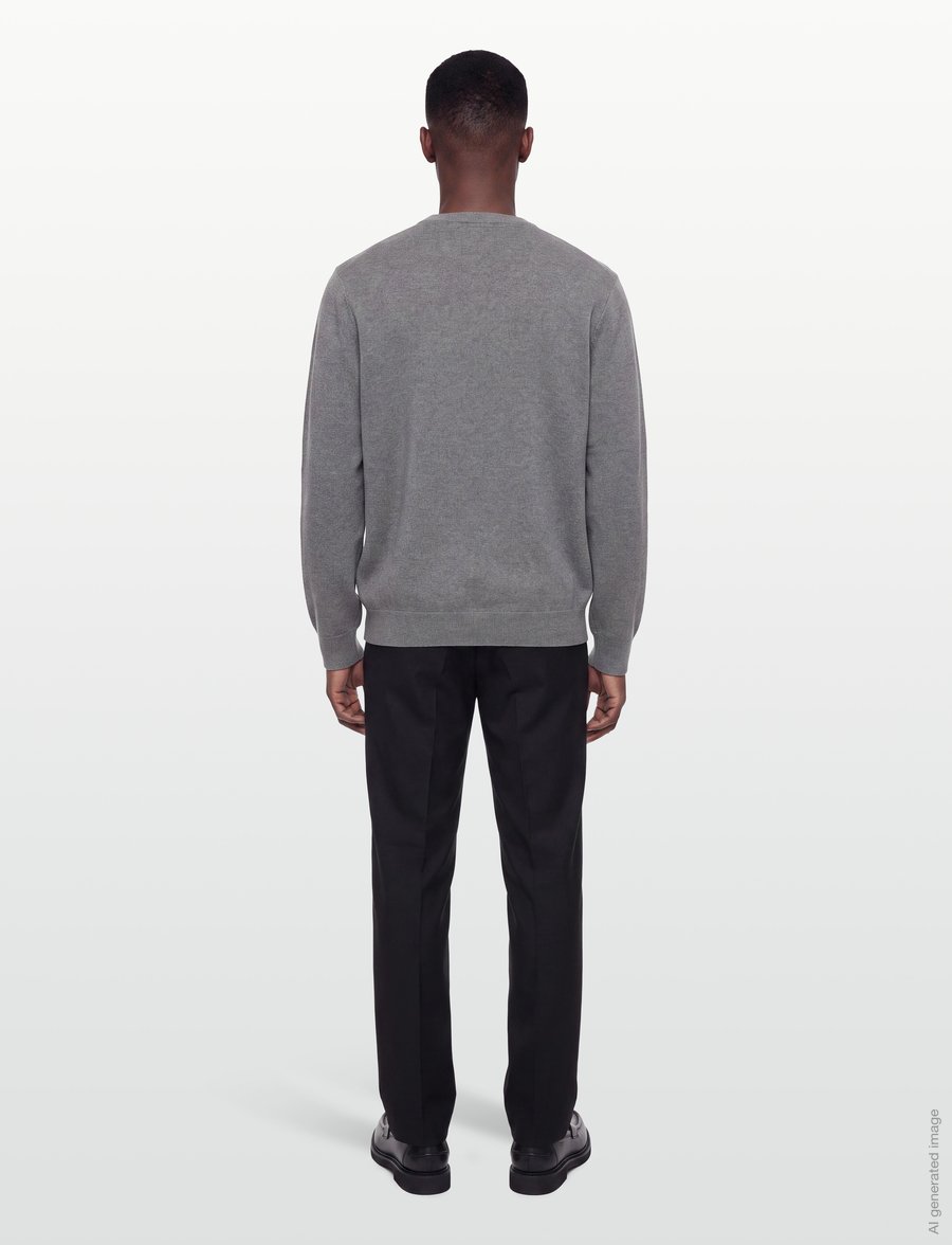 Lyle & Scott - Cotton Merino Argyle Jumper - rund hals - mid grey marl / light grey marl - 4