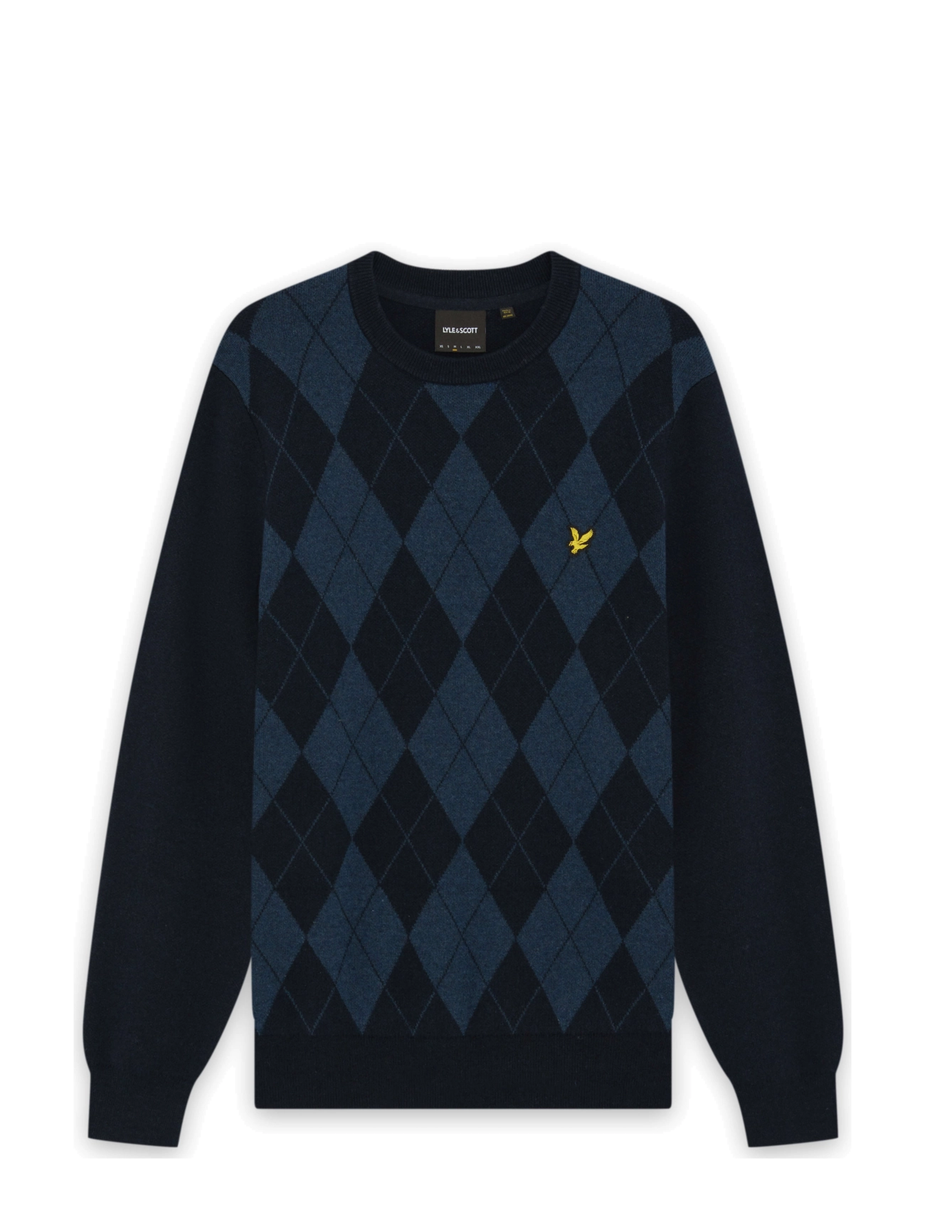 Lyle & Scott Cotton Merino Argyle Jumper - Kleidung - DARK NAVY MARL / MID NAVY MARL / navy