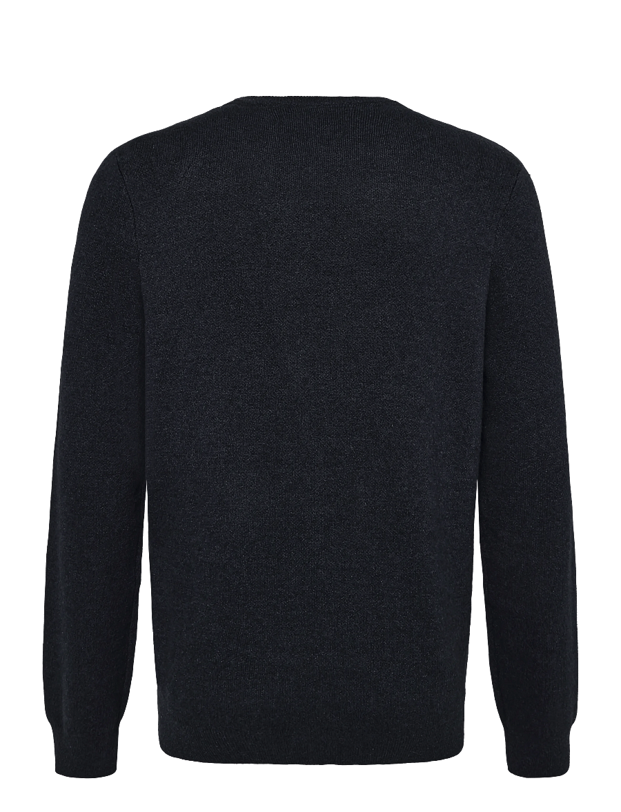Lyle & Scott - Cotton Merino Argyle Jumper - round necks - dark navy marl / mid navy marl - 1