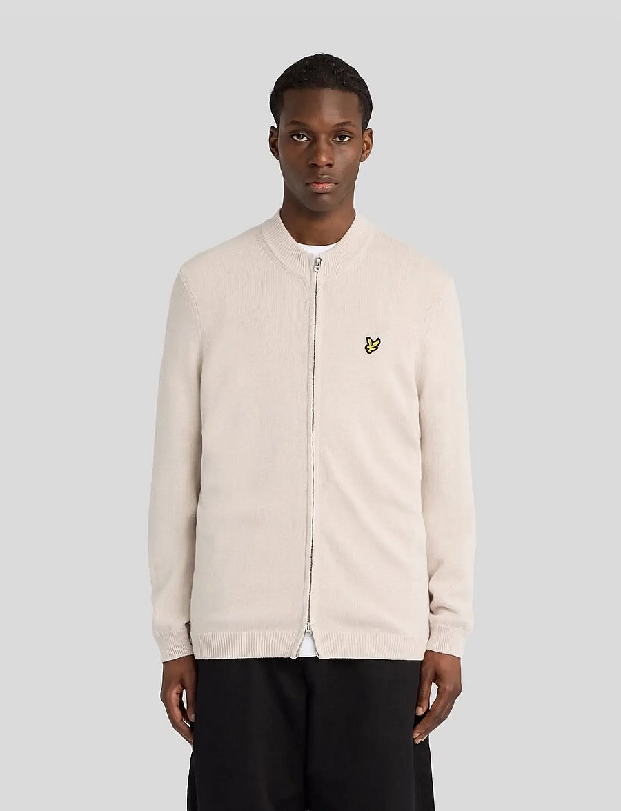 Lyle & Scott - Relaxed Cotton Merino Full Zip Jumper - full zip tröjor - cove - 0