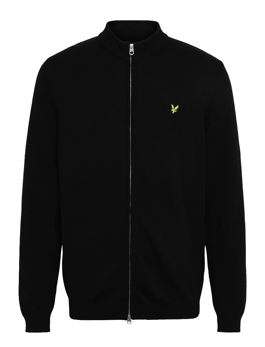 Lyle & Scott - Relaxed Cotton Merino Full Zip Jumper - pullover mit durchgehendem reißverschluss - jet black - 0