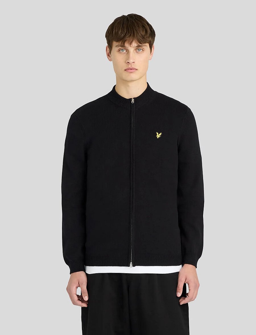 Lyle & Scott - Relaxed Cotton Merino Full Zip Jumper - lukuga džemprid - jet black - 0