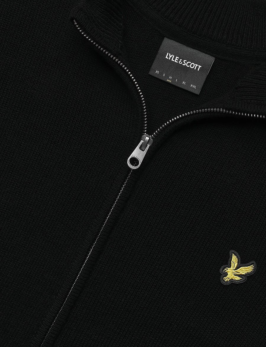 Lyle & Scott - Relaxed Cotton Merino Full Zip Jumper - pullover mit durchgehendem reißverschluss - jet black - 2