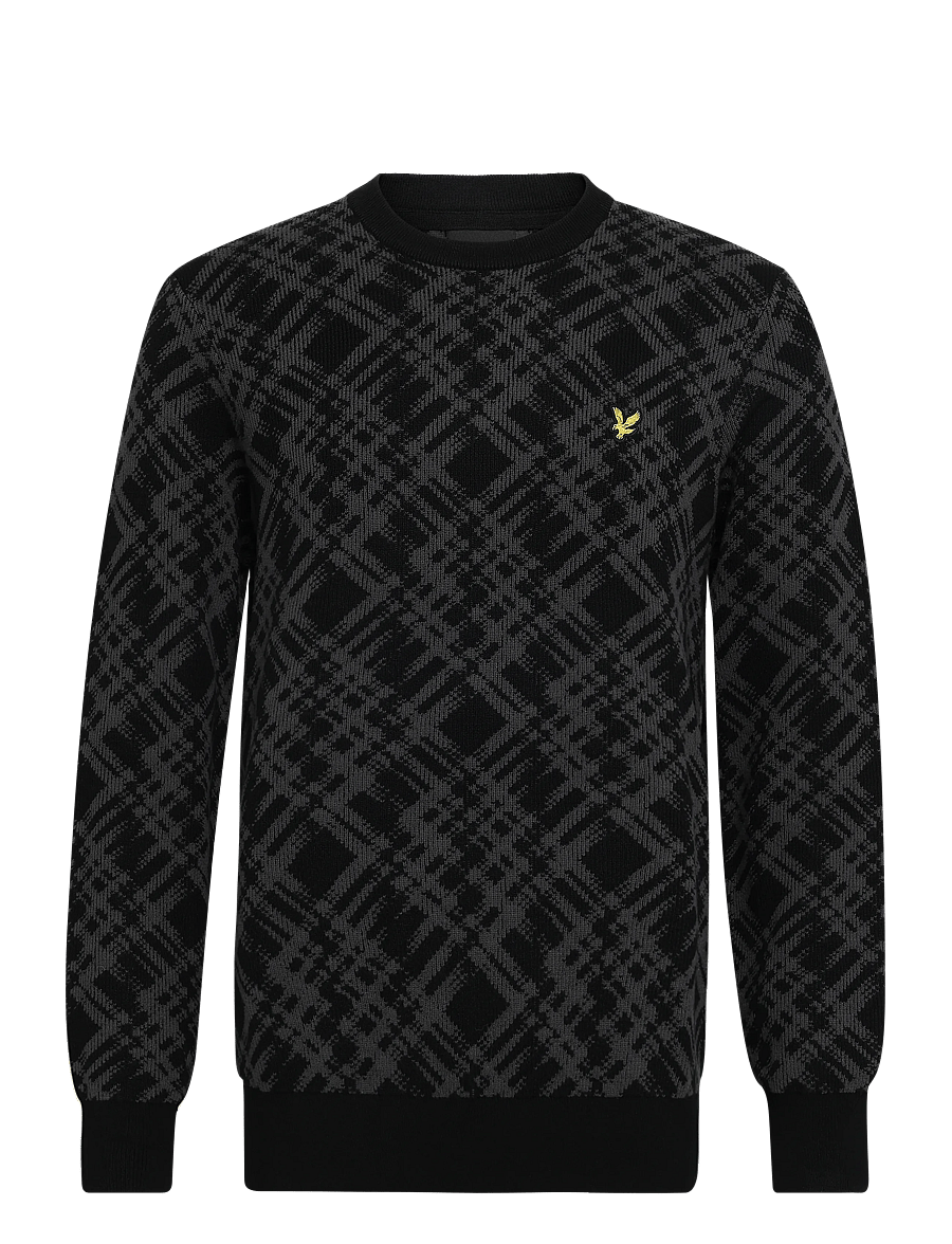 Lyle & Scott - Ladder Tartan Crew Neck Jumper - rundhals - jet black - 0