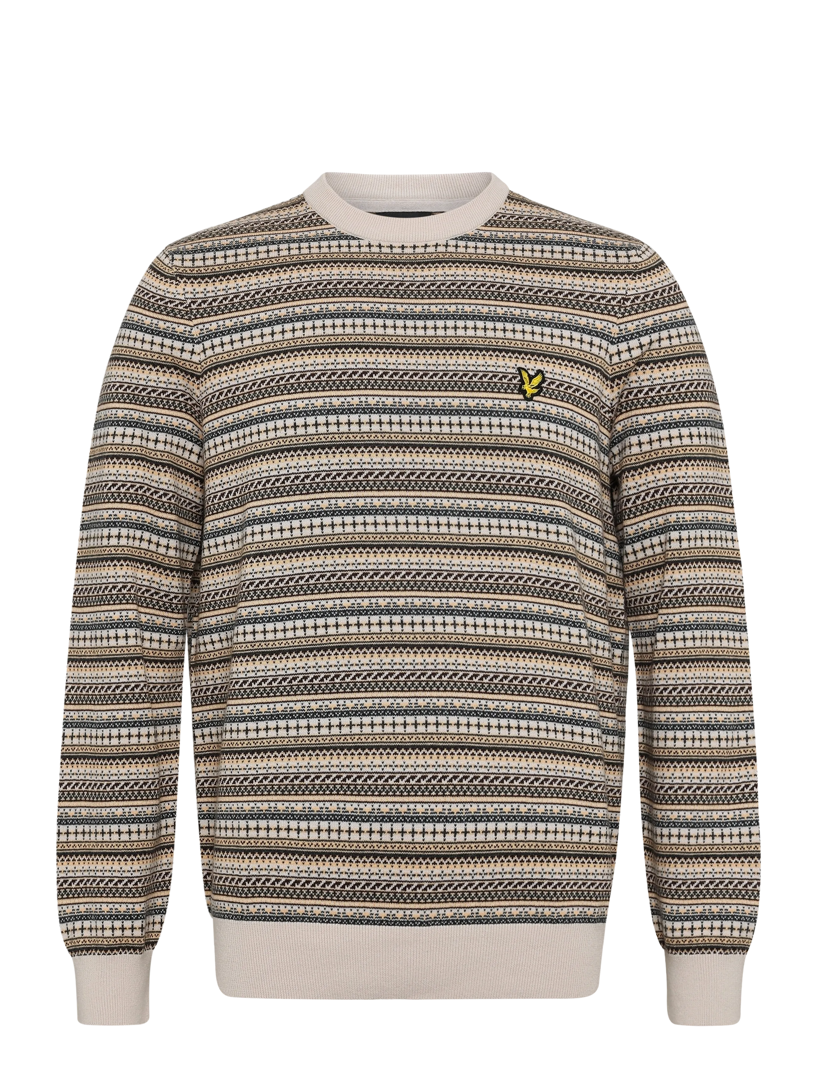 Lyle & Scott Fairisle Crew Neck Jumper - Rundhals - COVE / cream