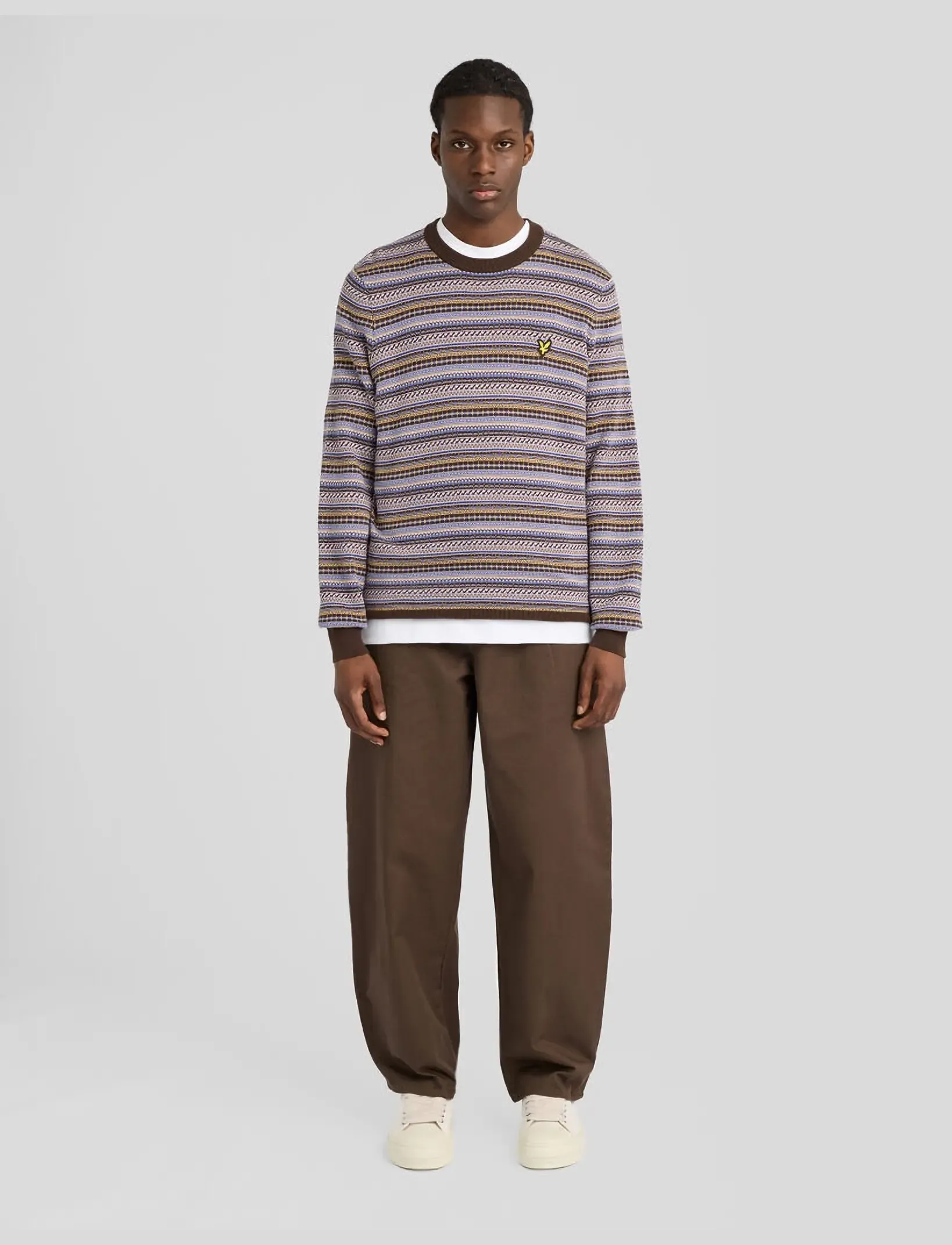 Lyle & Scott - Fairisle Crew Neck Jumper - okrągły dekolt - cove - 4