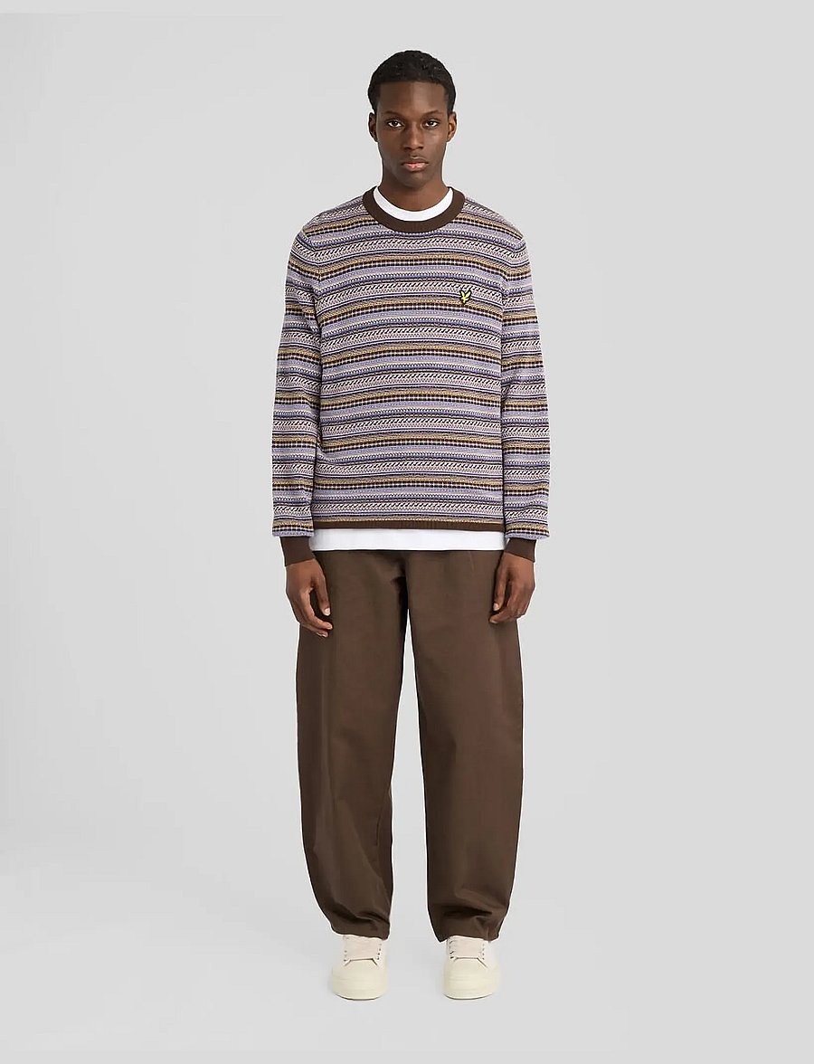 Lyle & Scott - Fairisle Crew Neck Jumper - okrągły dekolt - cove - 4