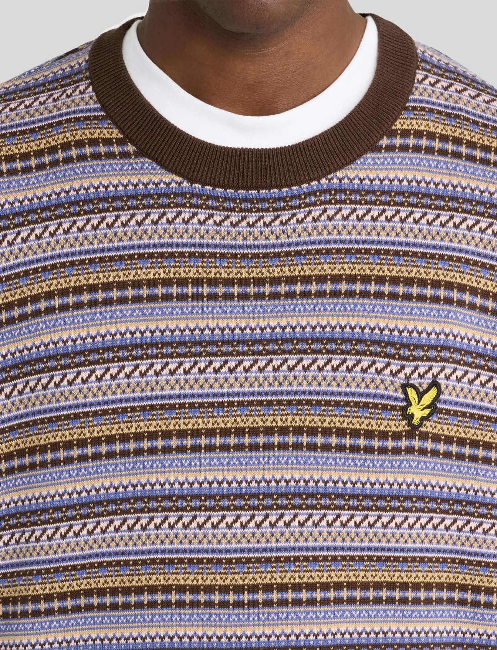 Lyle & Scott - Fairisle Crew Neck Jumper - okrągły dekolt - cove - 5