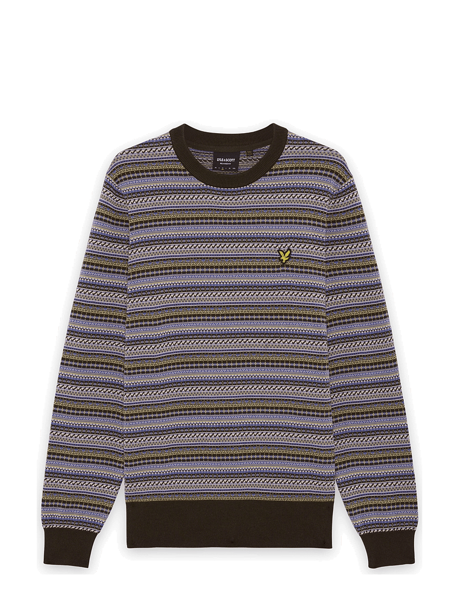 Lyle & Scott - Fairisle Crew Neck Jumper - megztiniai su apvalia apykakle - ebony - 0
