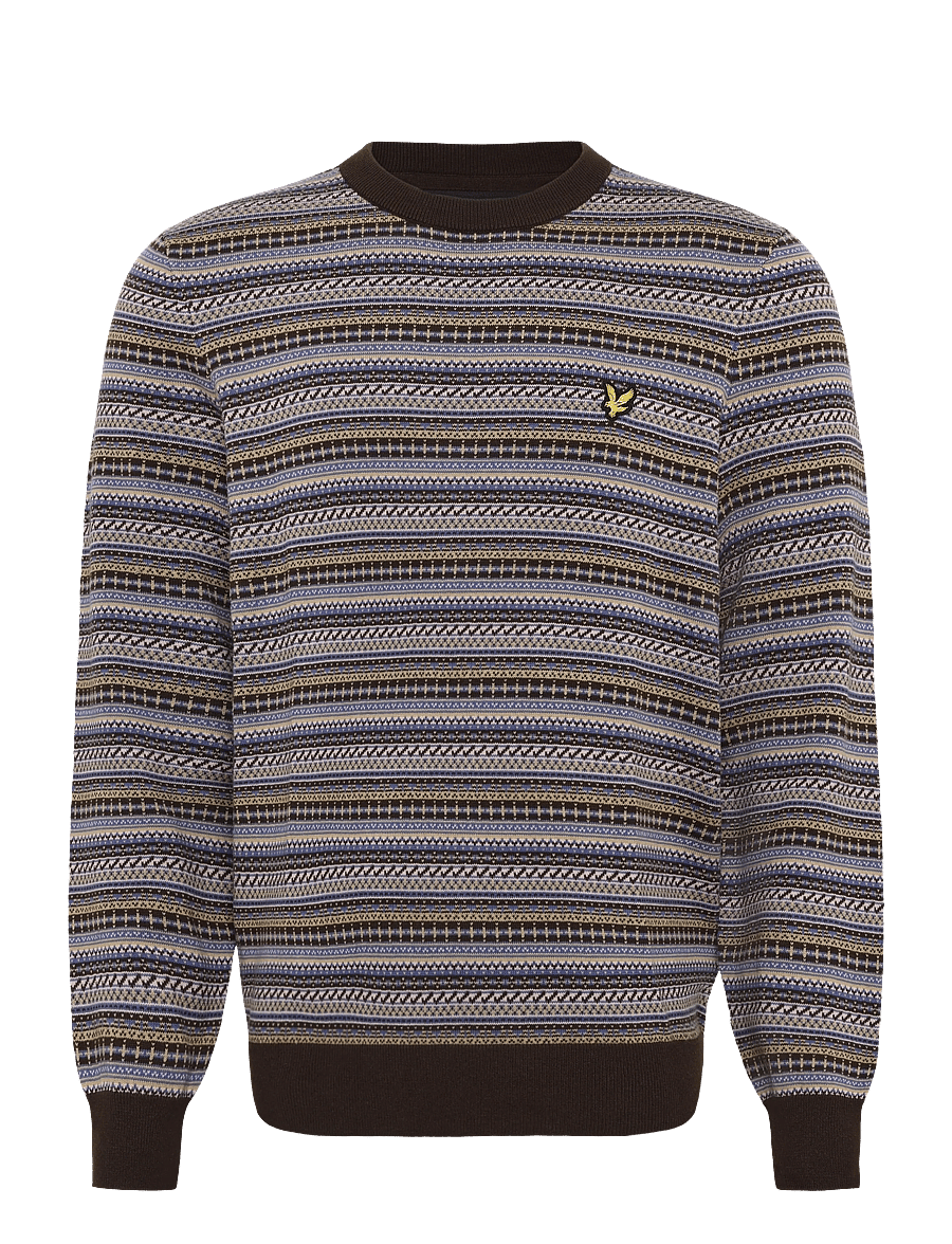 Lyle & Scott - Fairisle Crew Neck Jumper - rundhalsad - ebony - 0