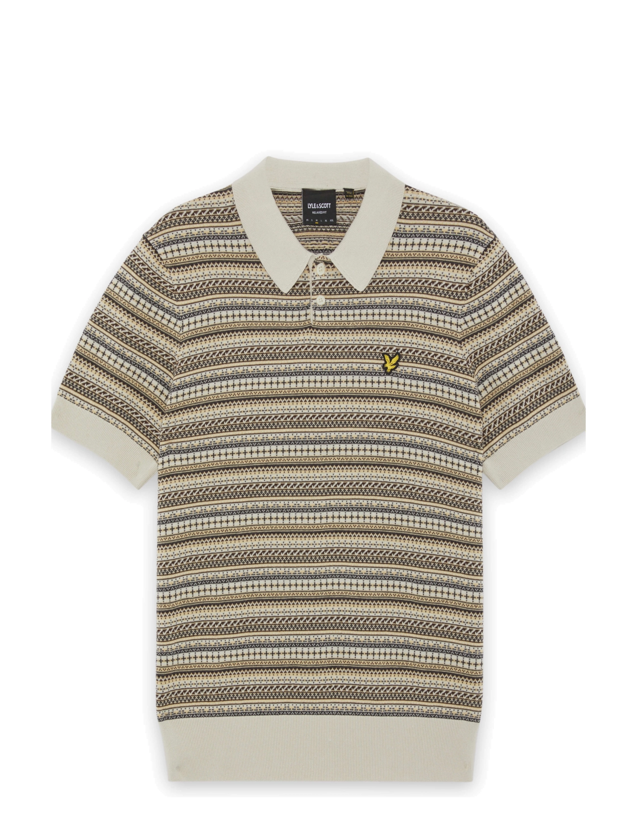 Lyle & Scott Fairisle Short Sleeve Polo - Poloer - COVE / cream