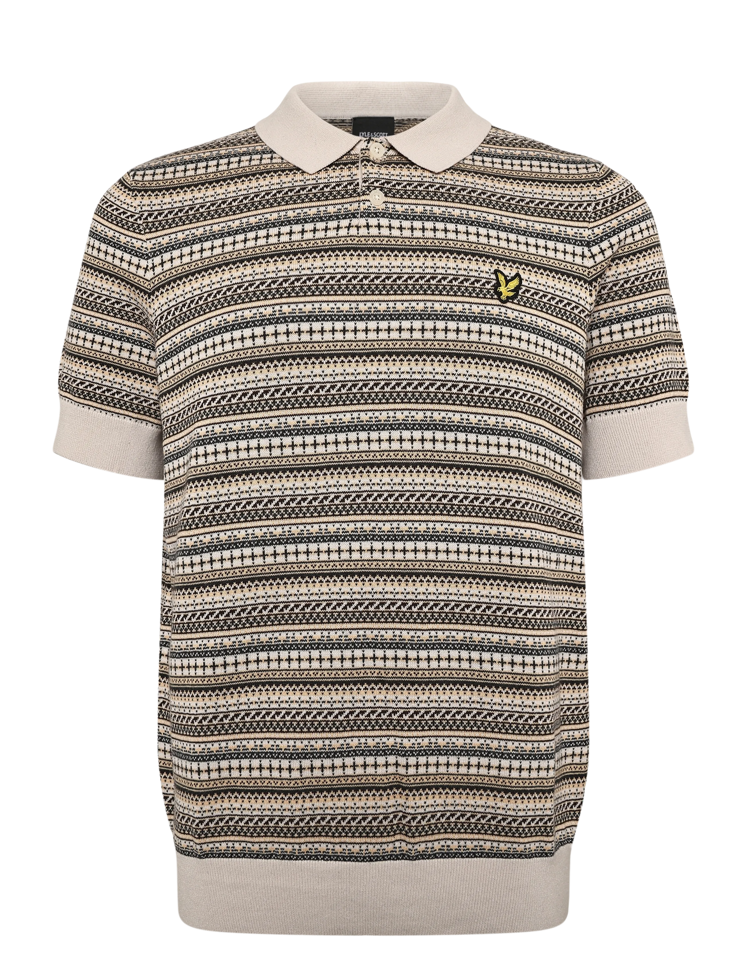 Lyle & Scott Fairisle Short Sleeve Polo - Poloer - COVE / cream