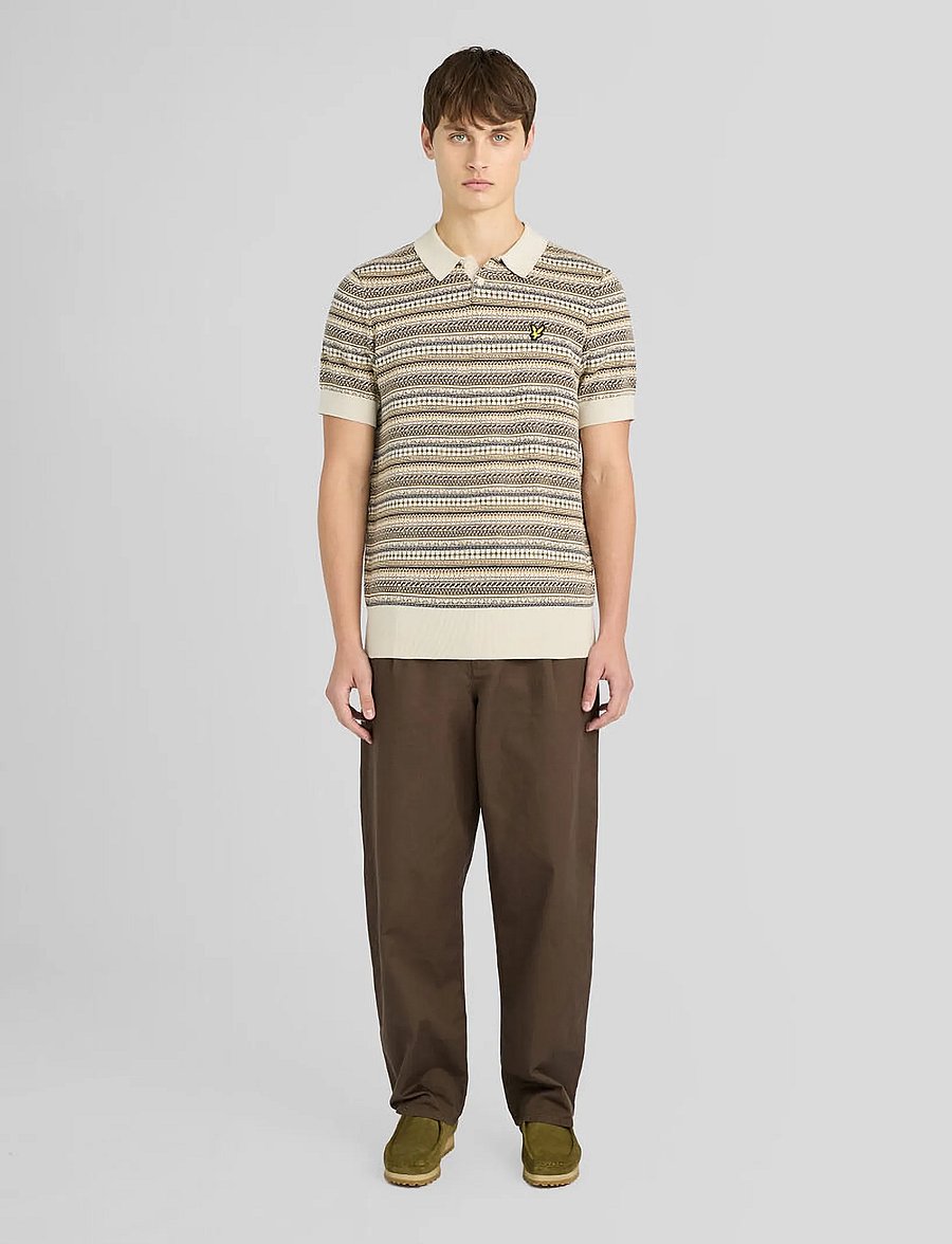 Lyle & Scott - Fairisle Short Sleeve Polo - knitted polos - cove - 4