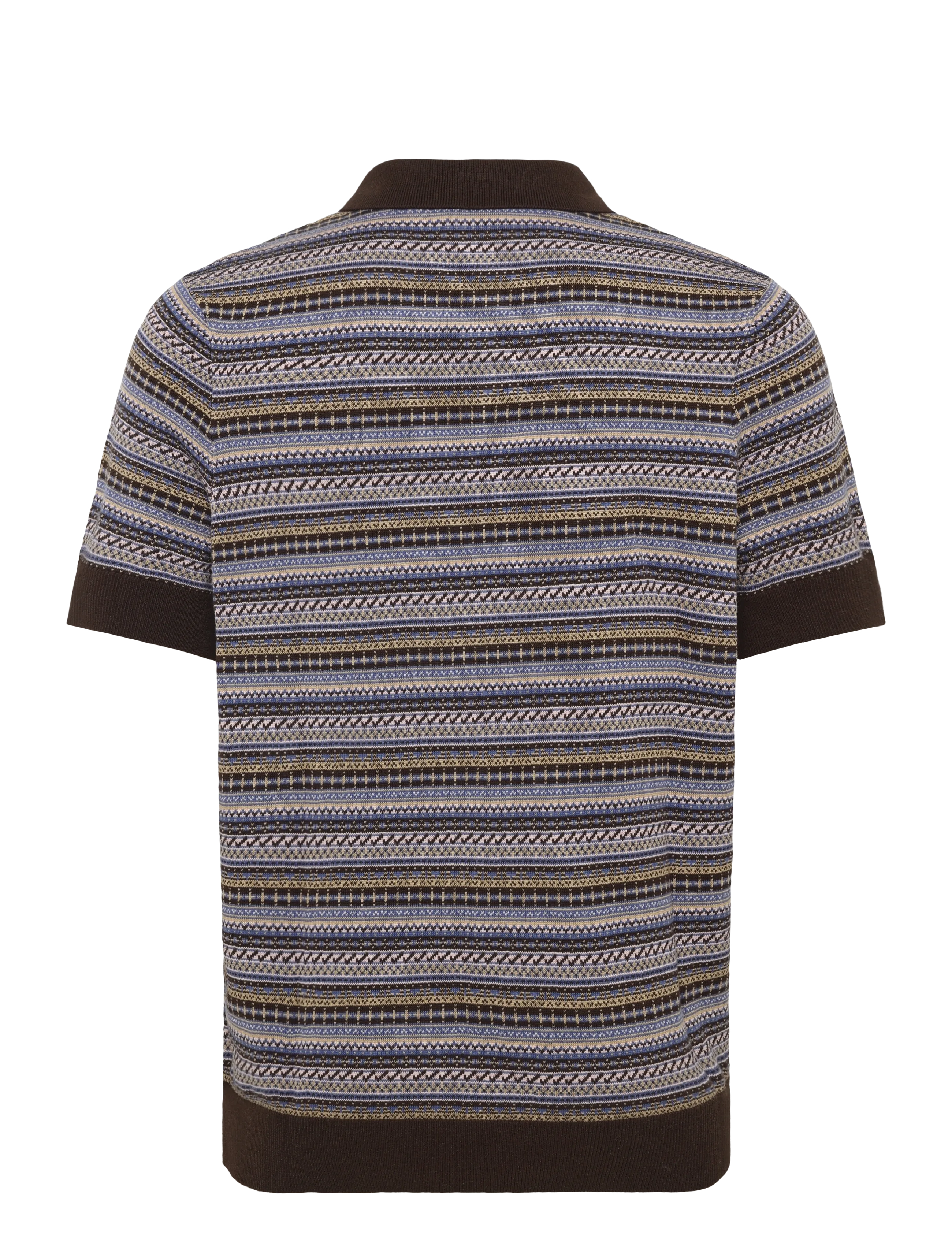 Lyle & Scott - Fairisle Short Sleeve Polo - langärmlige strick-polohemden - ebony - 1