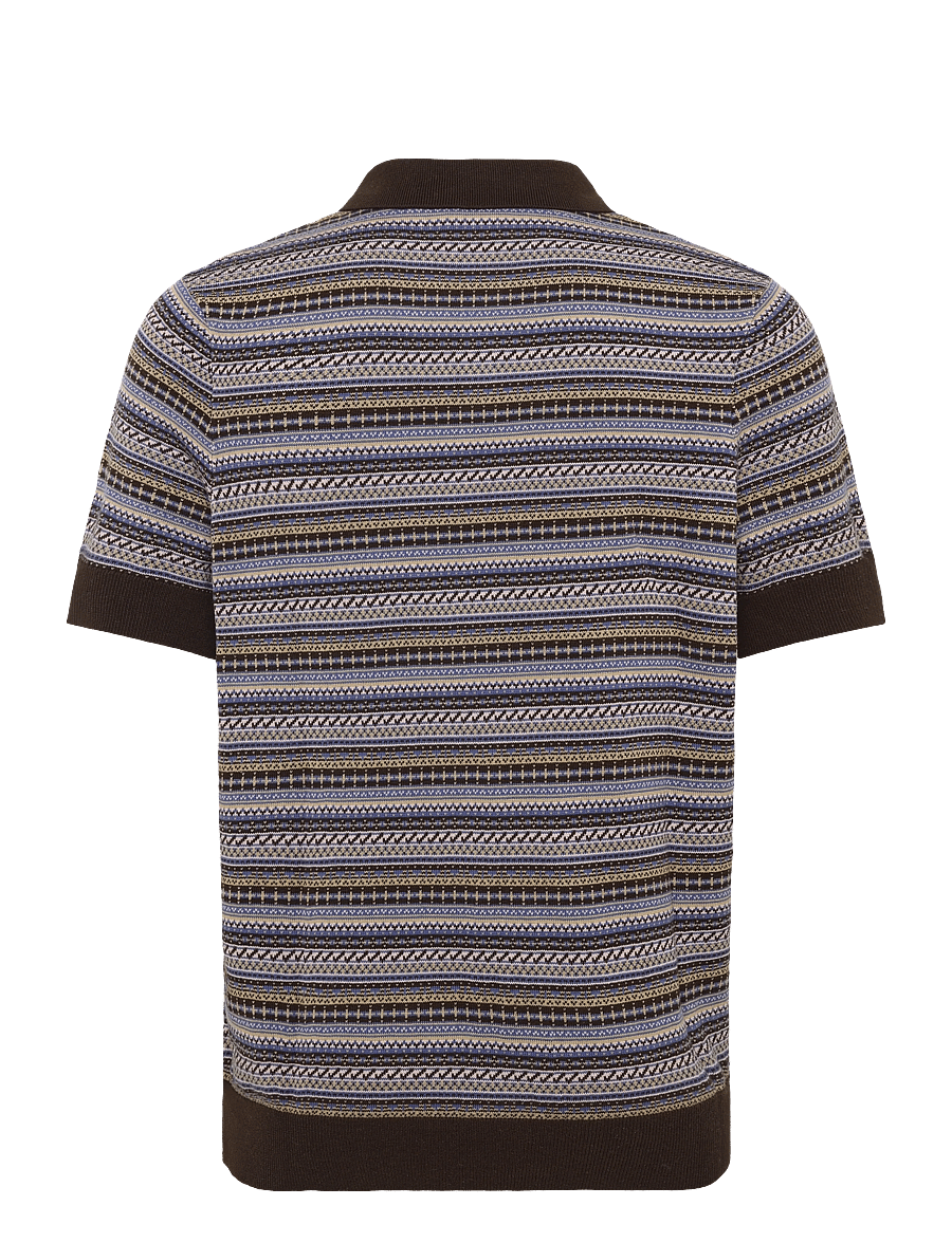 Lyle & Scott - Fairisle Short Sleeve Polo - langärmlige strick-polohemden - ebony - 1