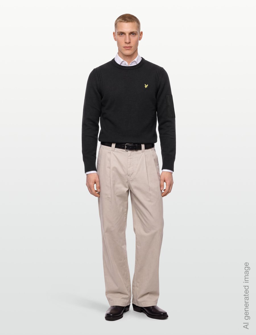 Lyle & Scott - Rib Insert Crew Neck Jumper - round necks - jet black - 0