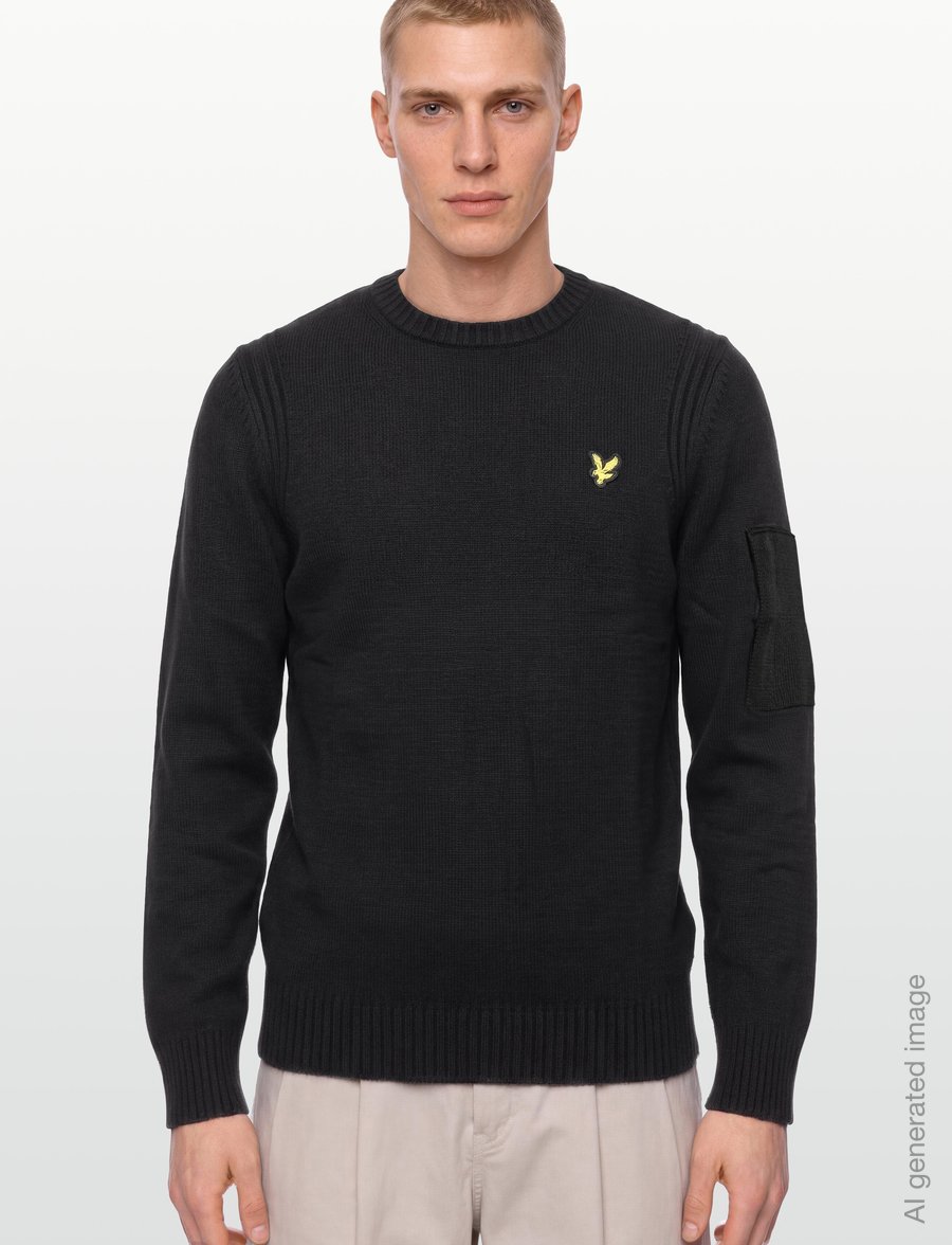 Lyle & Scott - Rib Insert Crew Neck Jumper - round necks - jet black - 3