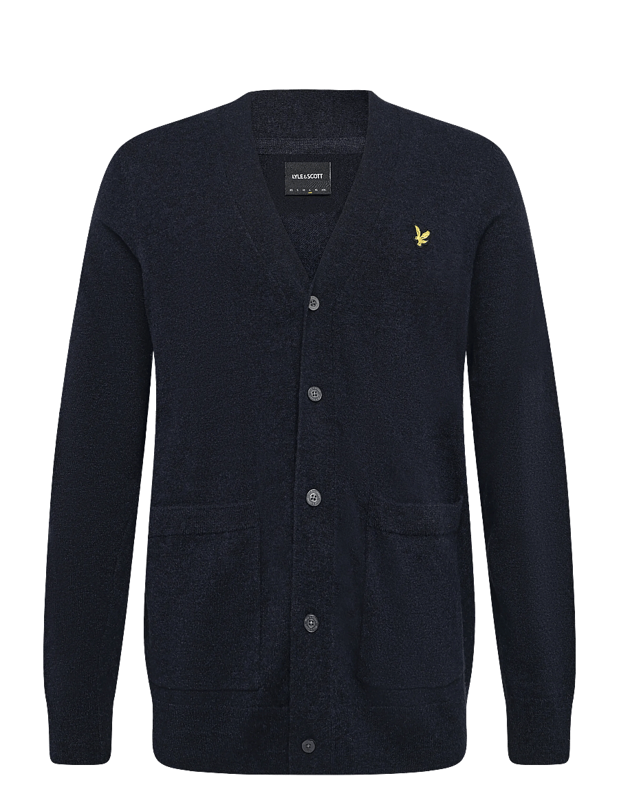 Lyle & Scott - Lambswool Blend V Neck Cardigan - strickjacken - dark navy marl - 0