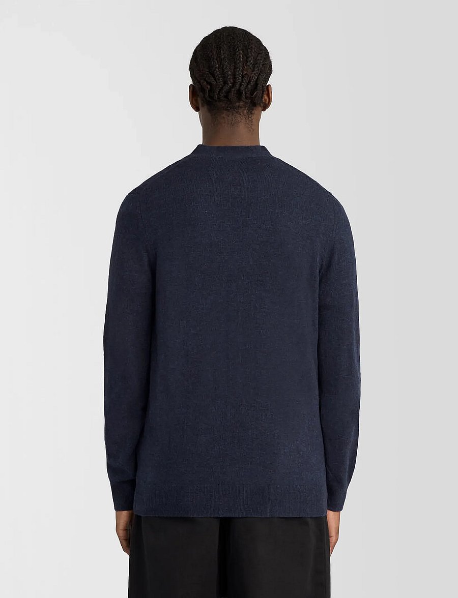 Lyle & Scott - Lambswool Blend V Neck Cardigan - cardigans - dark navy marl - 3