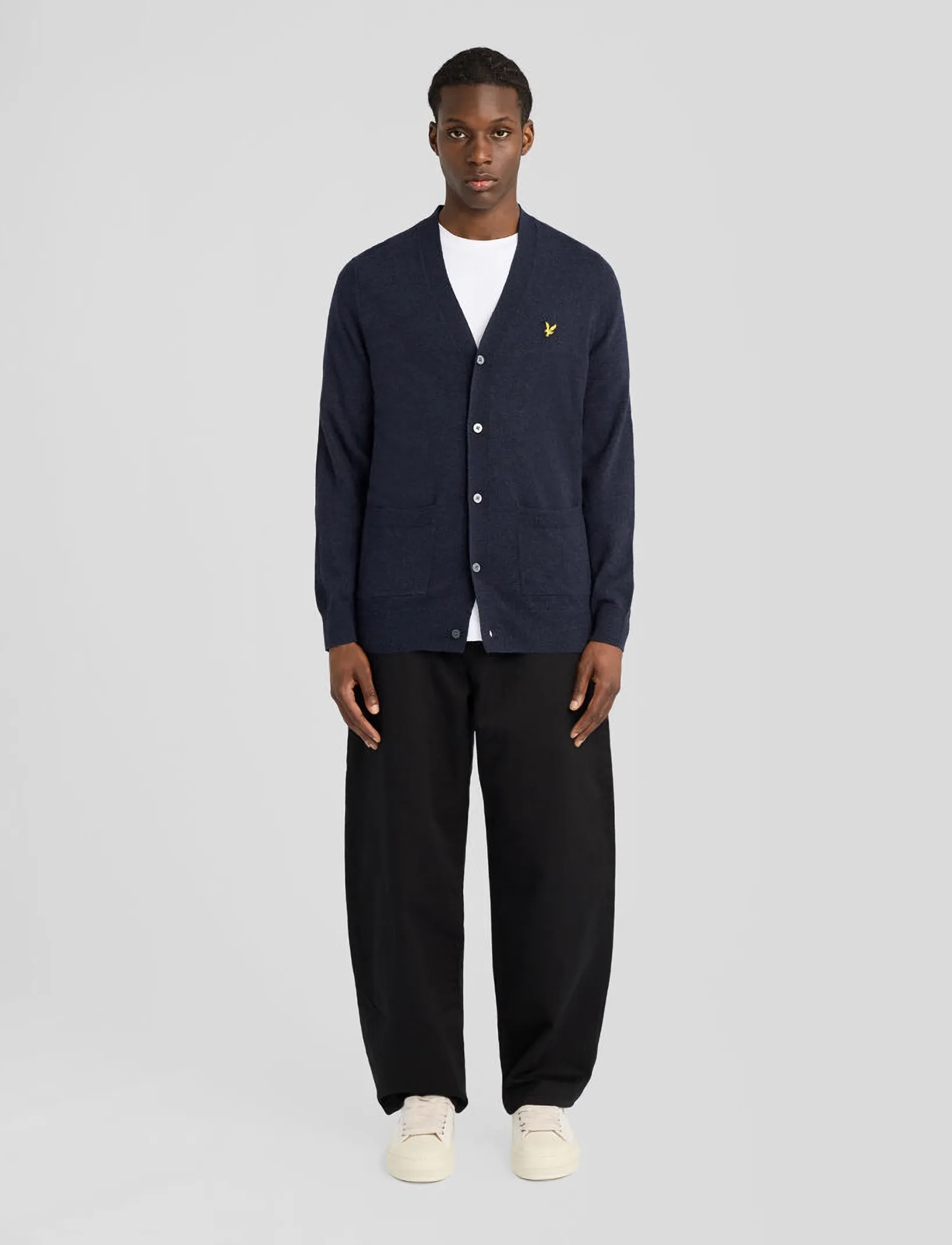 Lyle & Scott - Lambswool Blend V Neck Cardigan - cardigans - dark navy marl - 4