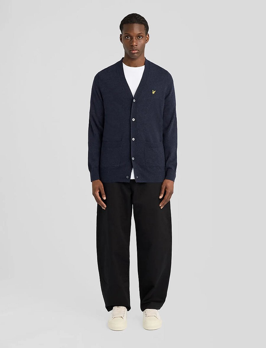 Lyle & Scott - Lambswool Blend V Neck Cardigan - cardigans - dark navy marl - 4