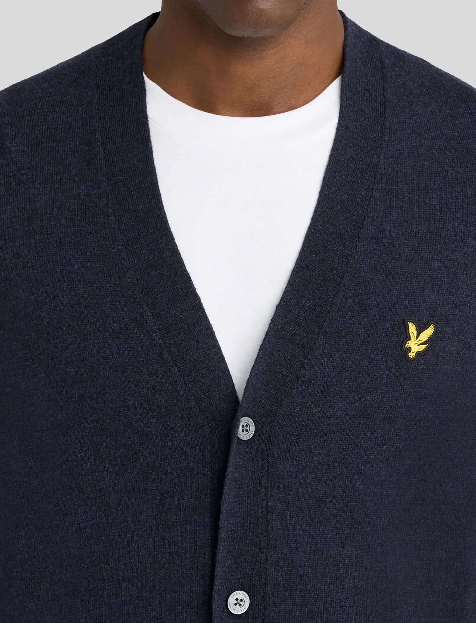 Lyle & Scott - Lambswool Blend V Neck Cardigan - cardigans - dark navy marl - 5