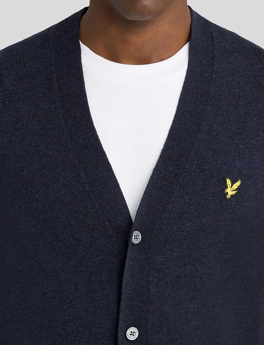 Lyle & Scott - Lambswool Blend V Neck Cardigan - cardigans - dark navy marl - 5