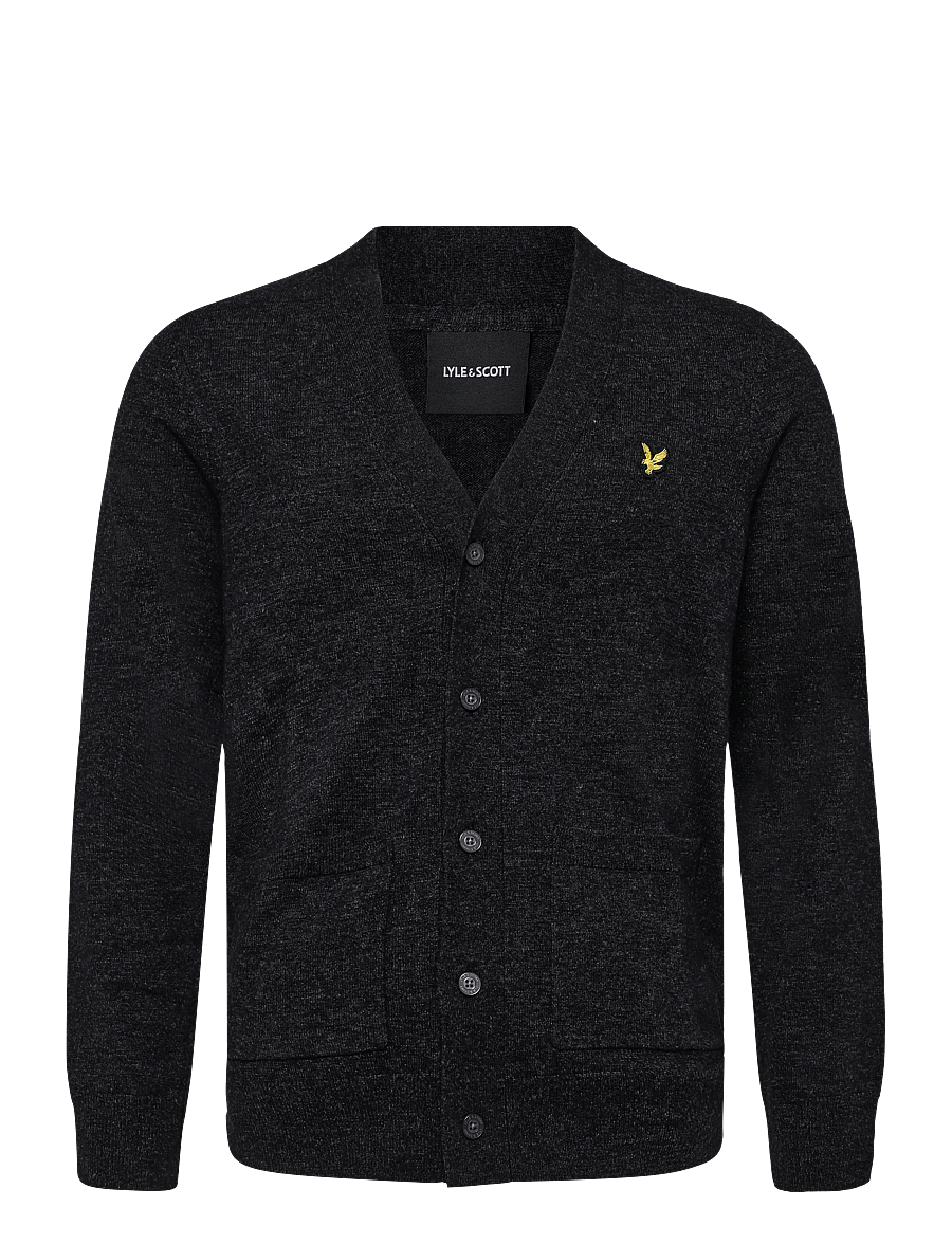 Lyle & Scott - Lambswool Blend V Neck Cardigan - kardiganid - jet black marl - 0