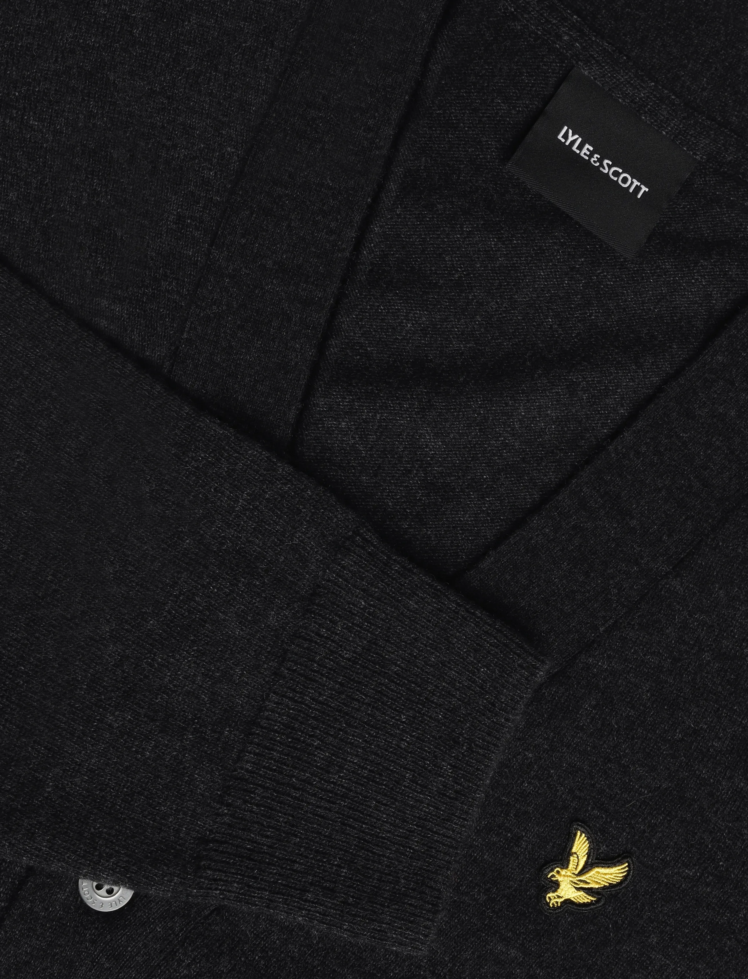 Lyle & Scott - Lambswool Blend V Neck Cardigan - kardiganid - jet black marl - 2