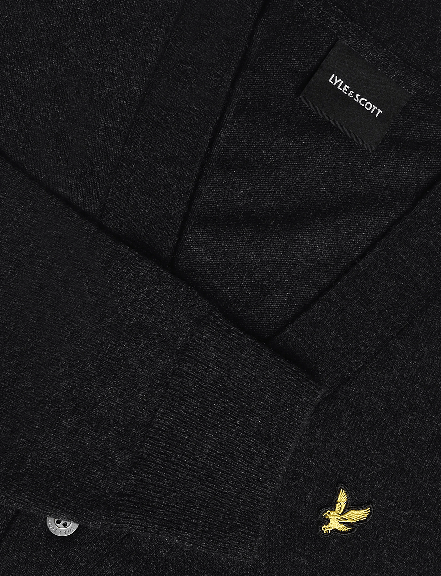 Lyle & Scott - Lambswool Blend V Neck Cardigan - kardiganid - jet black marl - 2