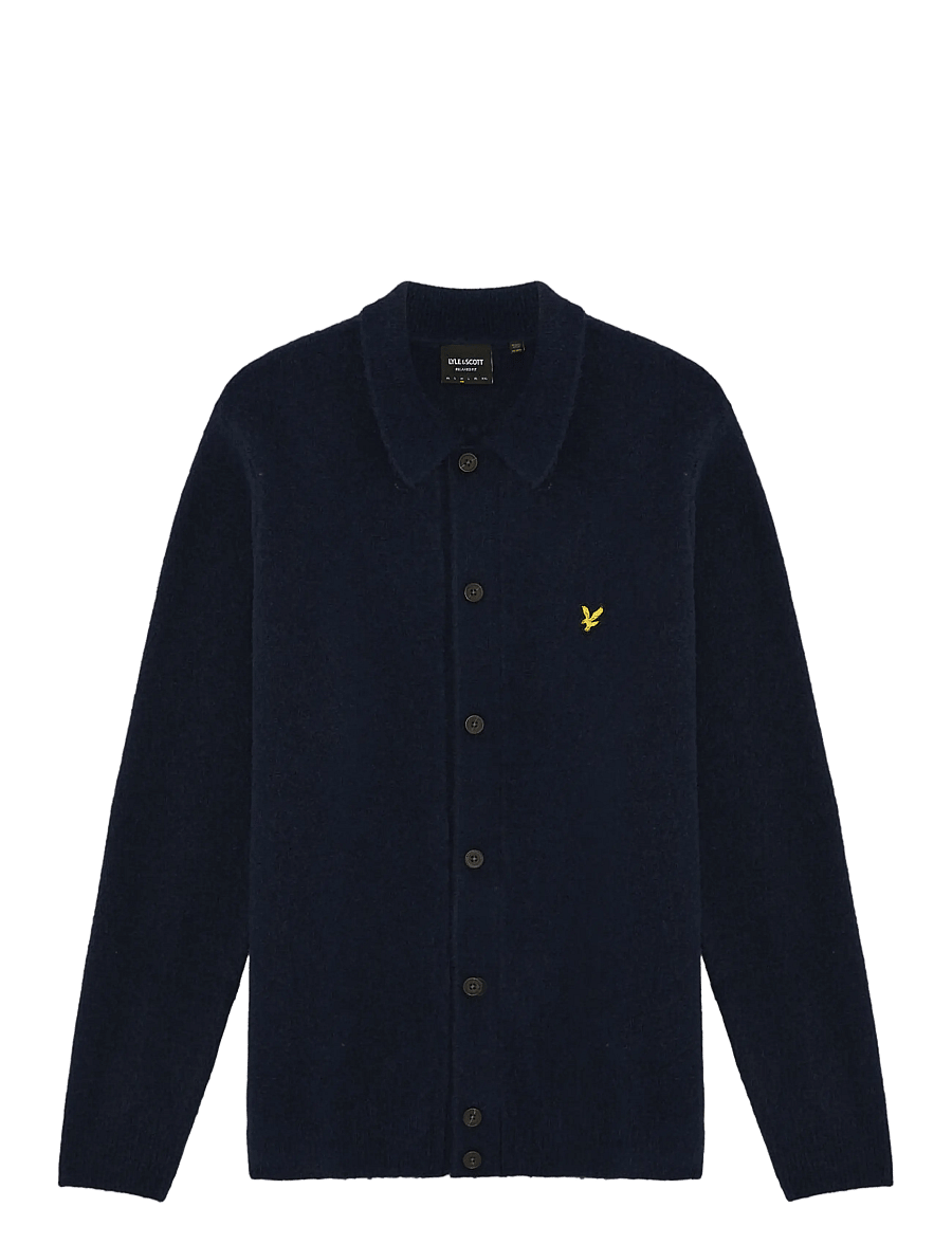 Lyle & Scott - Brushed Knitted Shirt - strickjacken - dark navy - 0