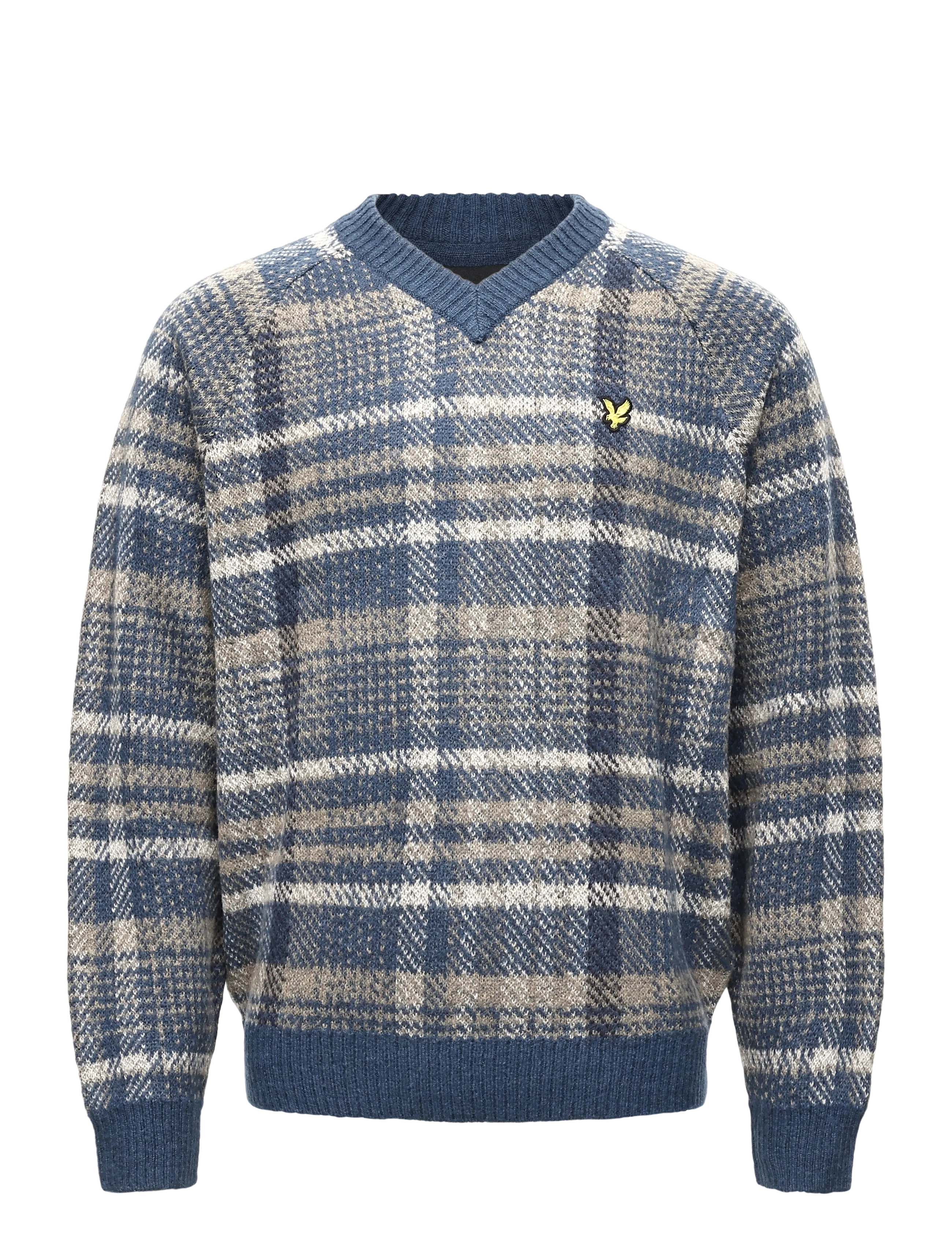 Lyle & Scott Offset Check V Neck Jumper - Tøj - AEGEAN BLUE / blue