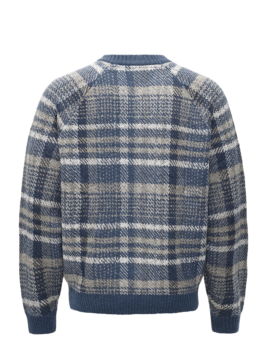 Lyle & Scott - Offset Check V Neck Jumper - v-hals - aegean blue - 1