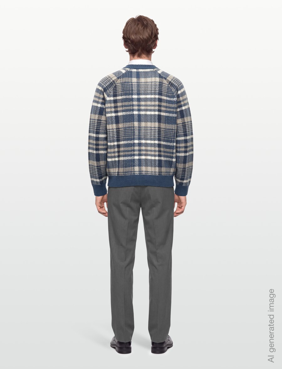 Lyle & Scott - Offset Check V Neck Jumper - v-ausschnitt - aegean blue - 4