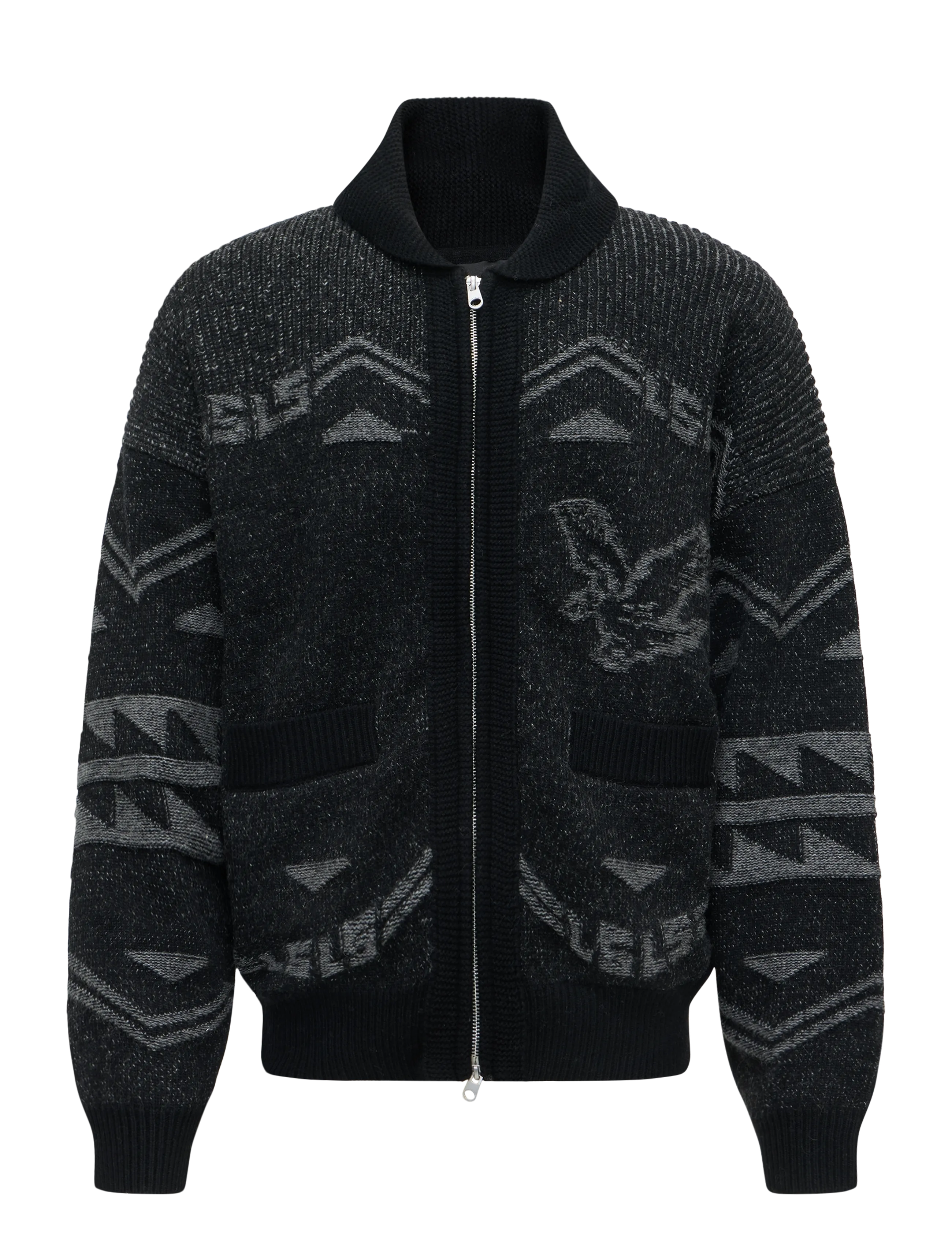 Lyle & Scott Jacquard Full Zip Cardigan - Apģērbi - JET BLACK / black