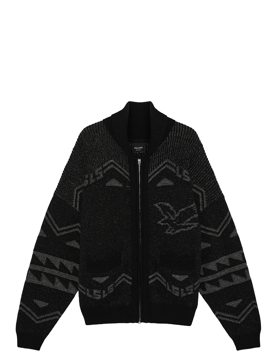 Lyle & Scott - Jacquard Full Zip Cardigan - pullover mit durchgehendem reißverschluss - jet black - 0