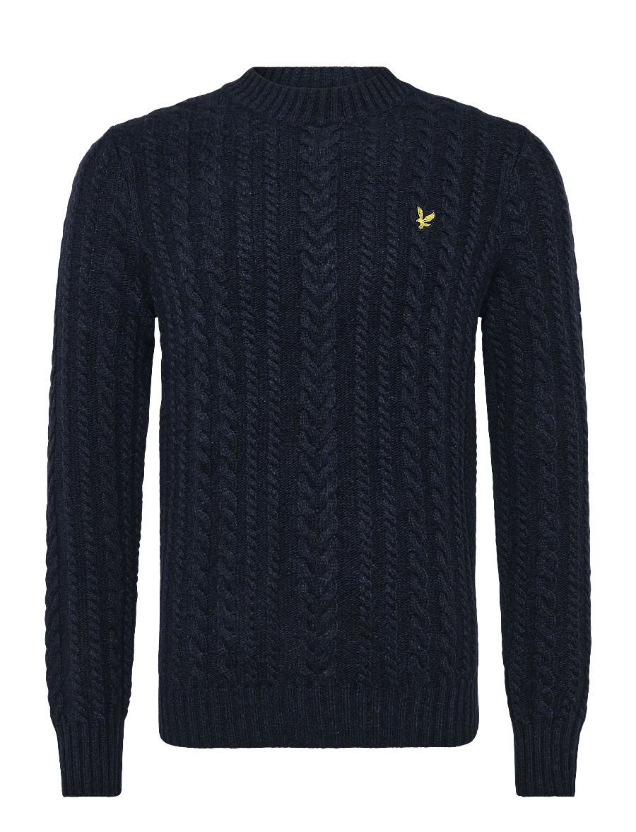 Lyle & Scott - Cable Knit Crew Neck Jumper - round necks - dark navy marl - 1