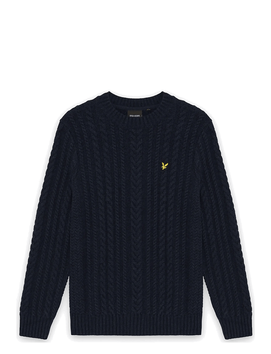 Lyle & Scott - Cable Knit Crew Neck Jumper - rund hals - dark navy marl - 1