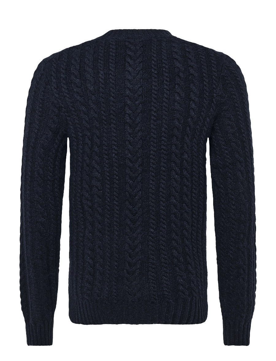 Lyle & Scott - Cable Knit Crew Neck Jumper - round necks - dark navy marl - 2