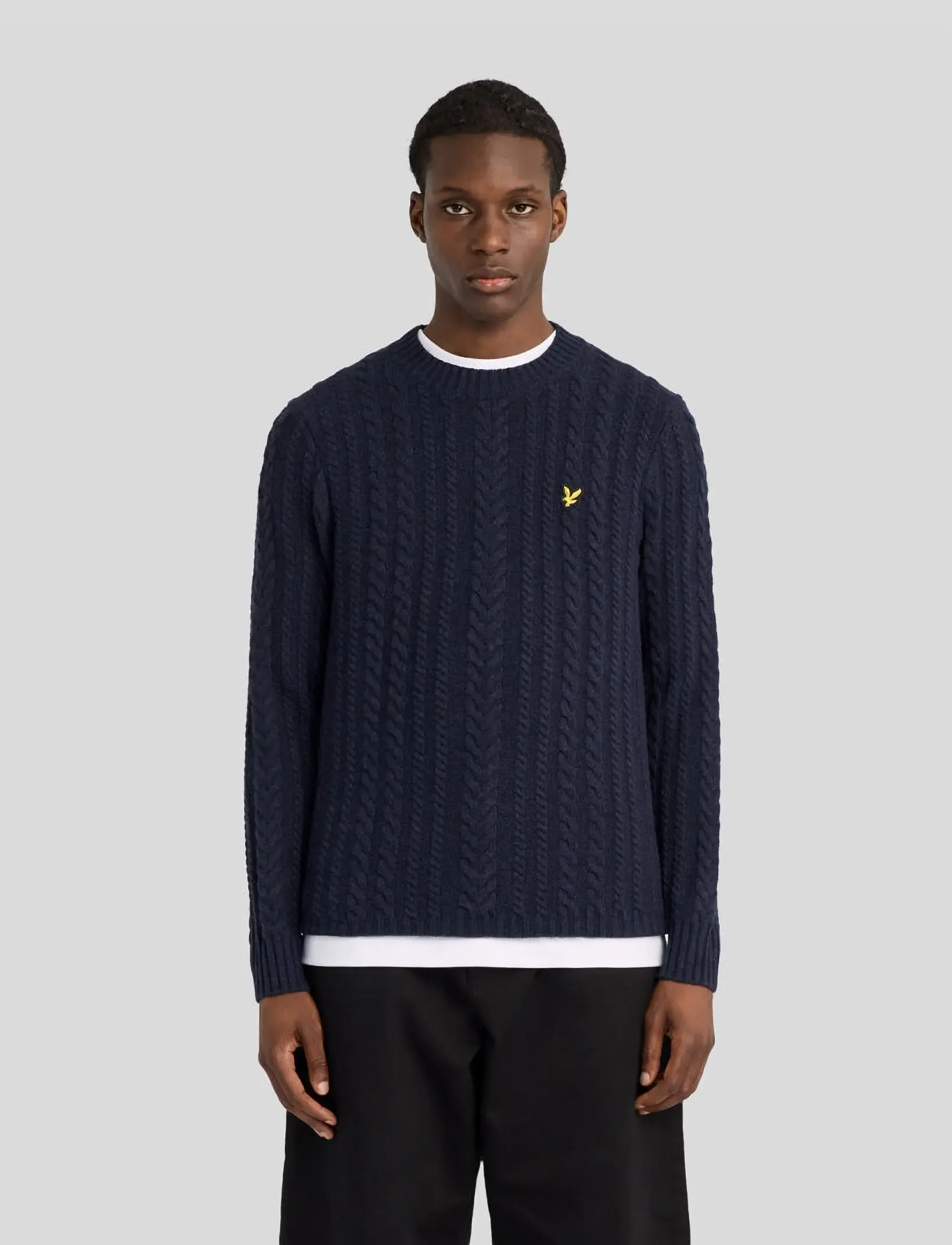 Lyle & Scott - Cable Knit Crew Neck Jumper - rund hals - dark navy marl - 0