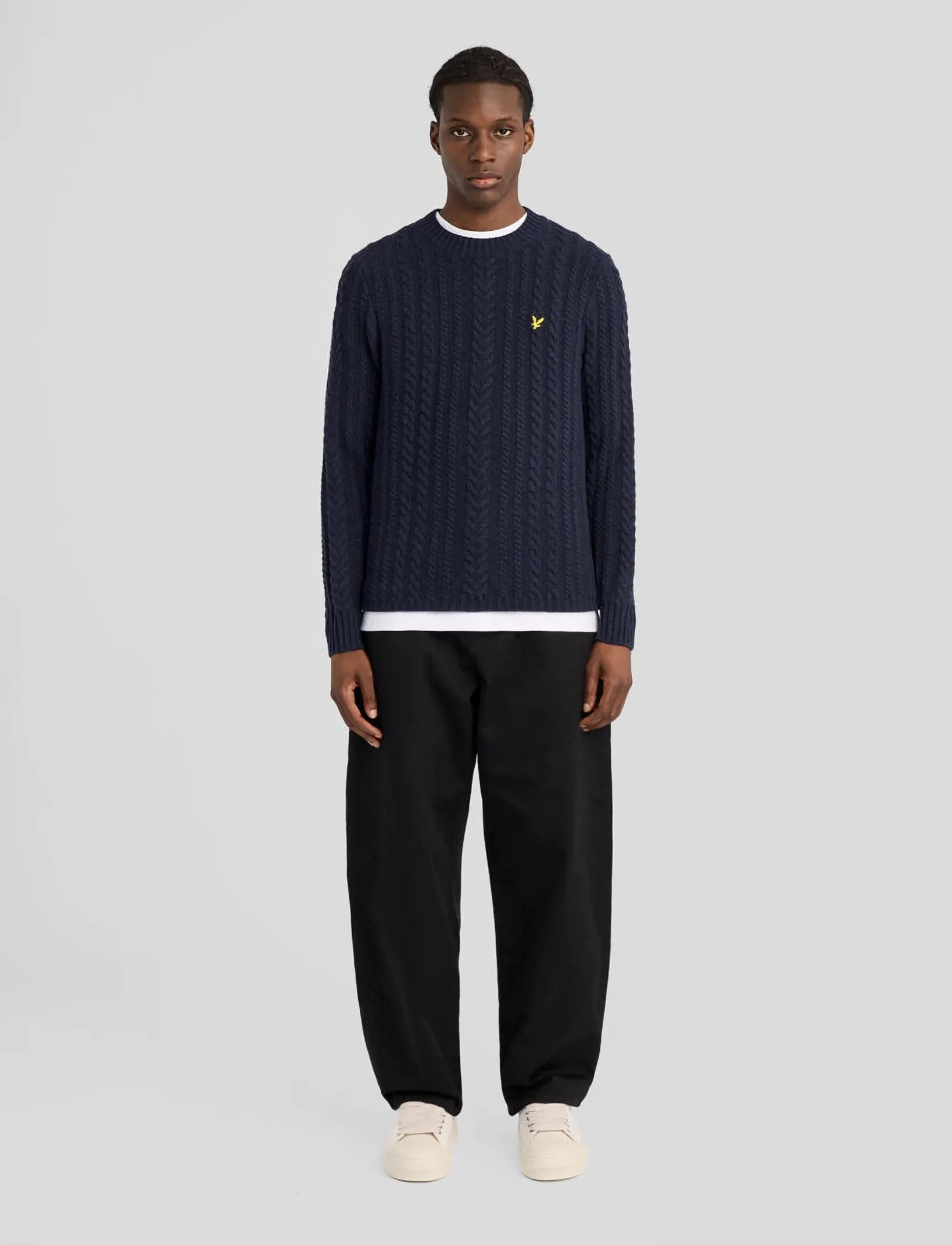 Lyle & Scott - Cable Knit Crew Neck Jumper - rund hals - dark navy marl - 3