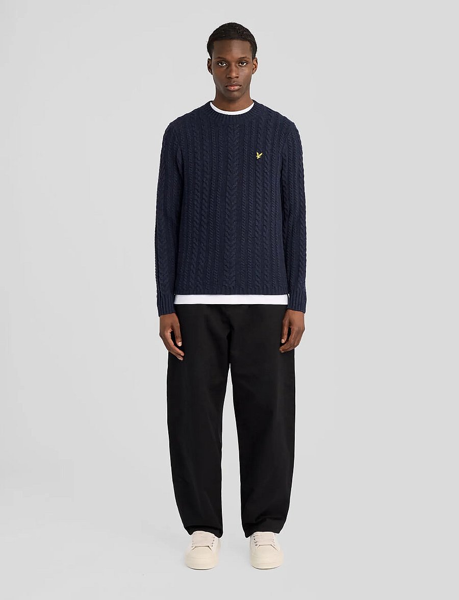 Lyle & Scott - Cable Knit Crew Neck Jumper - rund hals - dark navy marl - 3