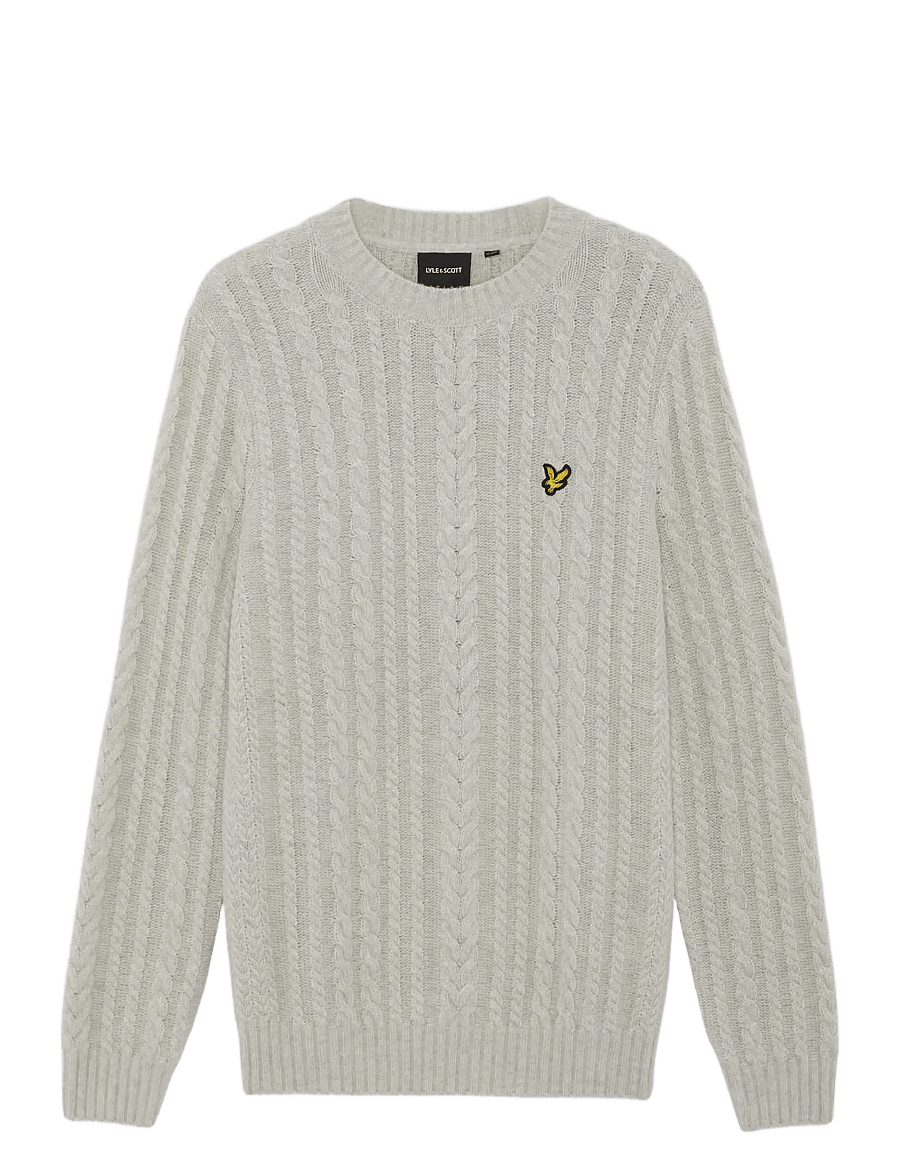 Lyle & Scott - Cable Knit Crew Neck Jumper - rund hals - putty marl - 0