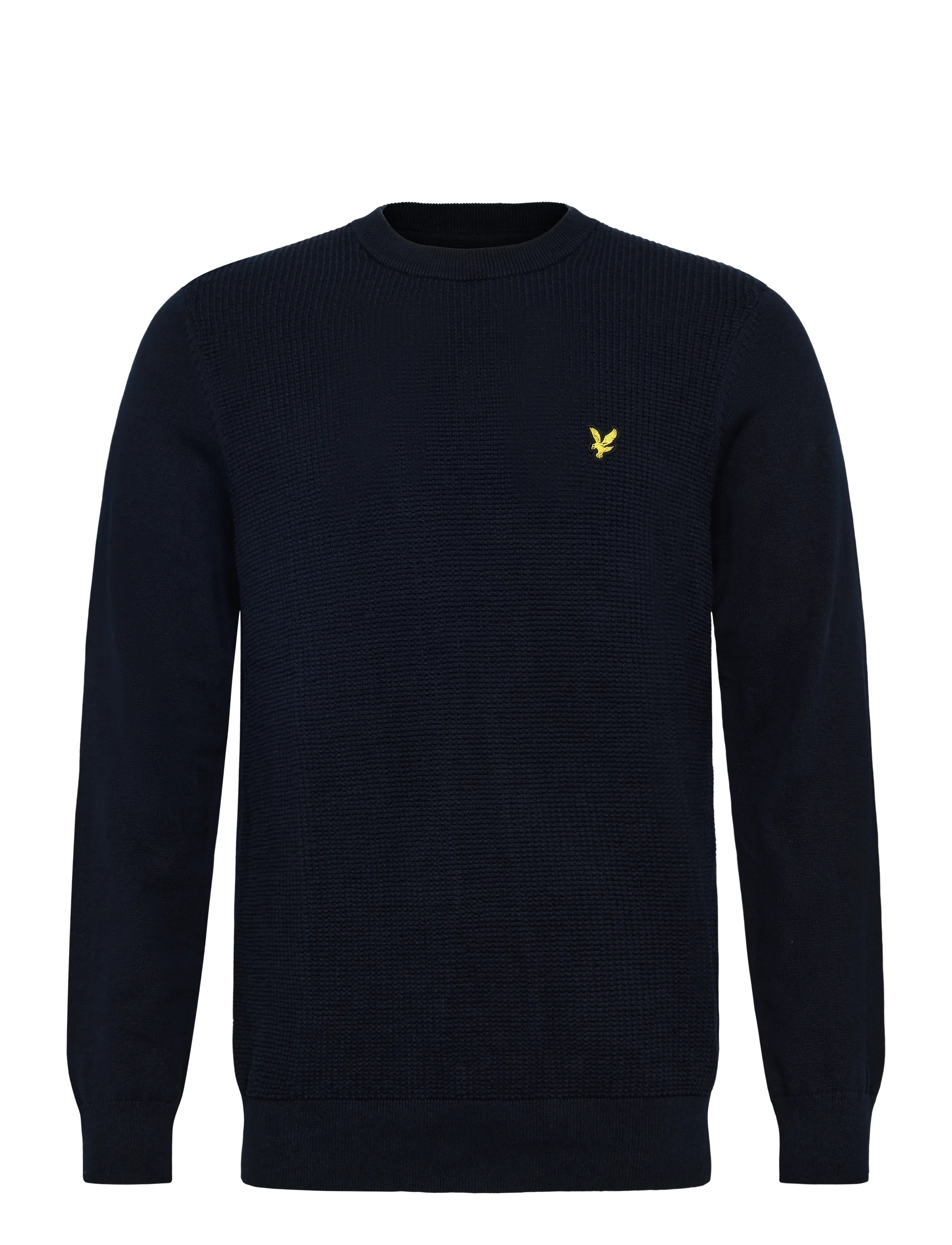 Lyle & Scott Panelled Waffle Crew Neck Jumper, S, Knitwear, Marineblau - Round Necks, Männerswear