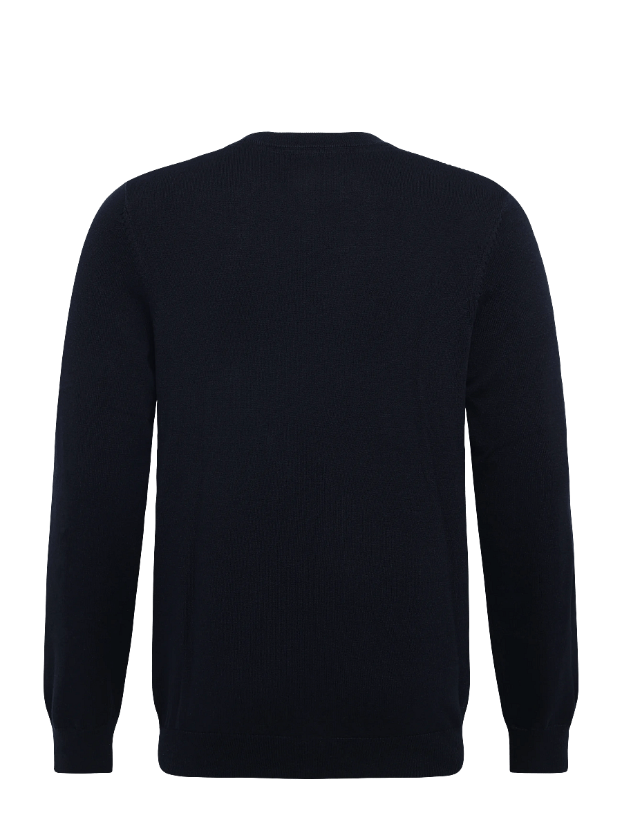 Lyle & Scott - Panelled Waffle Crew Neck Jumper - round necks - dark navy - 1