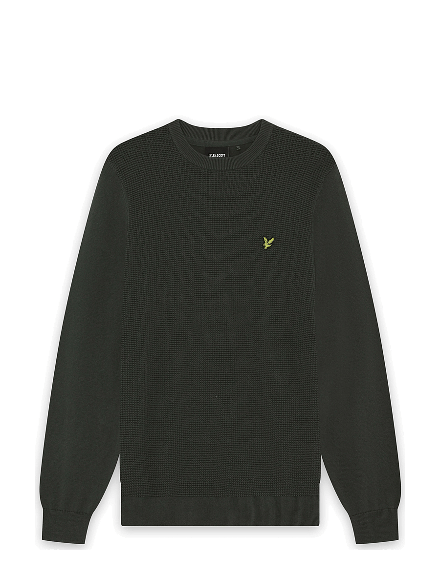 Lyle & Scott - Panelled Waffle Crew Neck Jumper - rundhals - shadow slate - 0