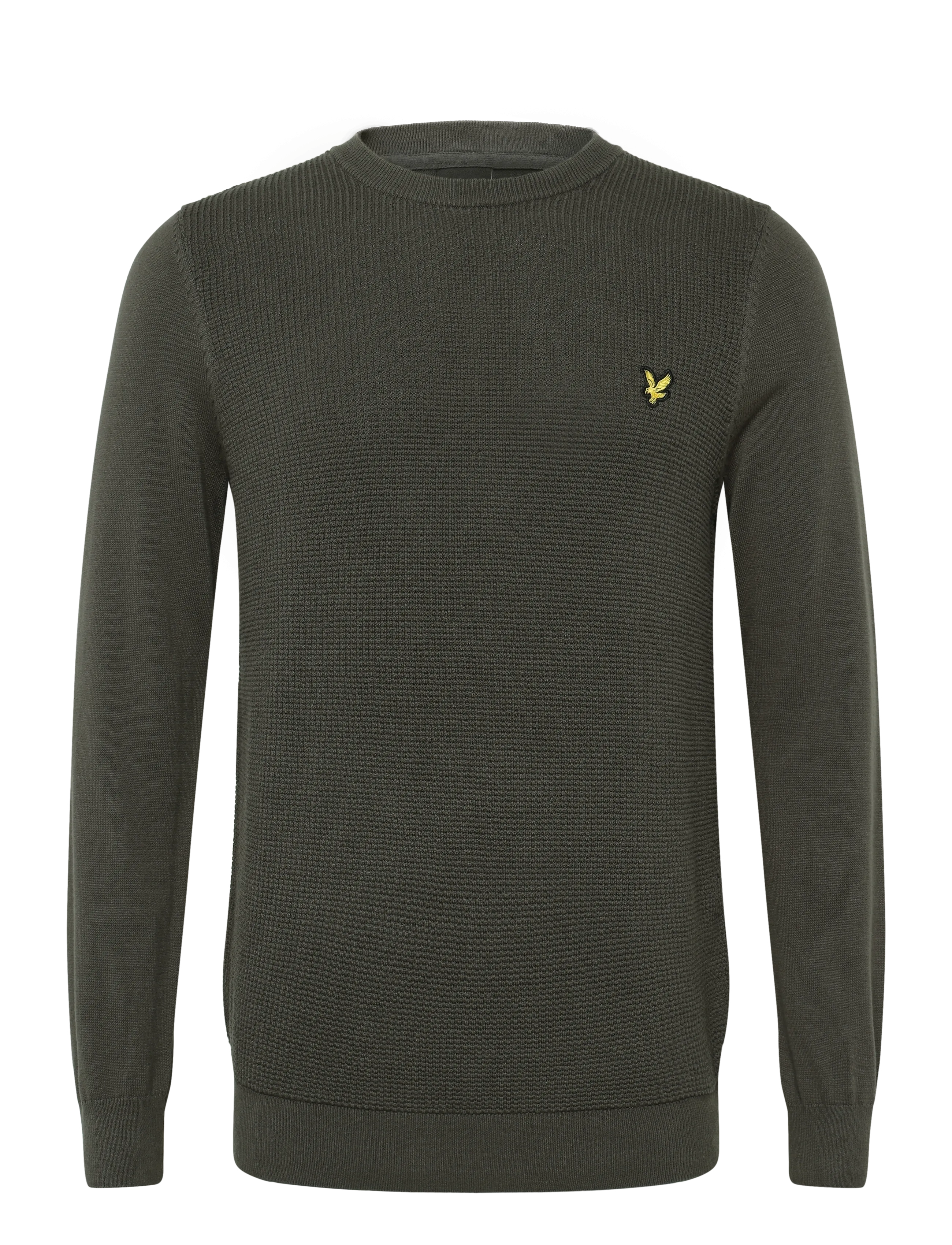 Lyle & Scott Panelled Waffle Crew Neck Jumper - Lyle & Scott - SHADOW SLATE / grey